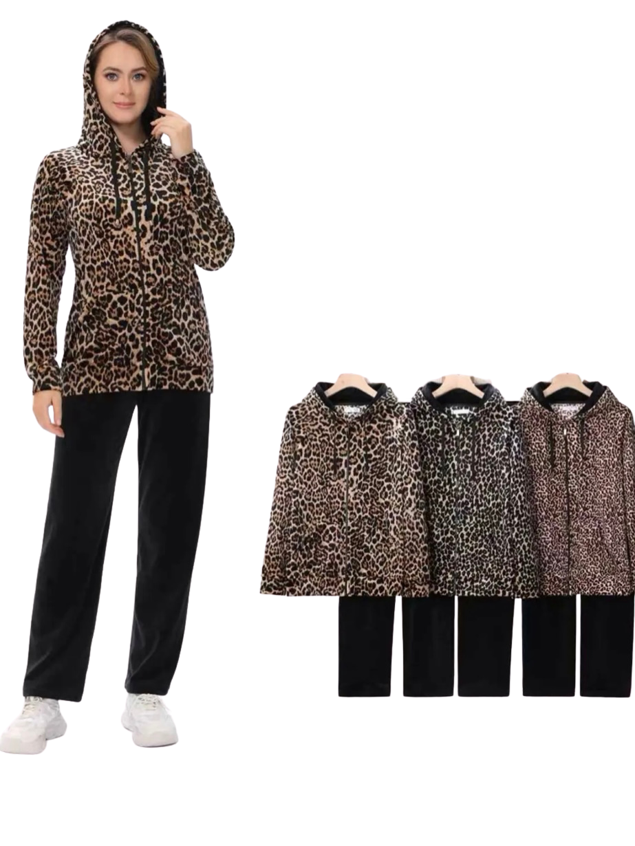 Homewear-Anzug Leopard, Gr. 38-46, 3 Muster