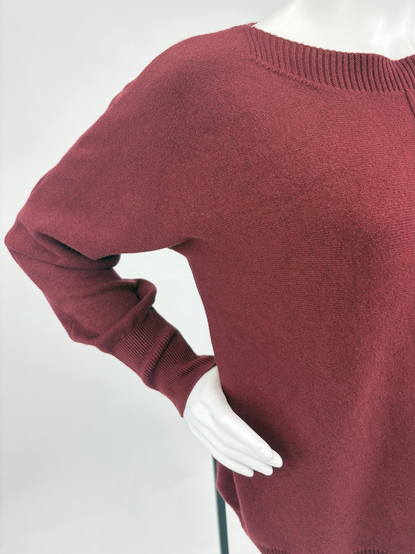 Feinstrickpullover mit Ziernaht bordeaux, Gr. 36-42