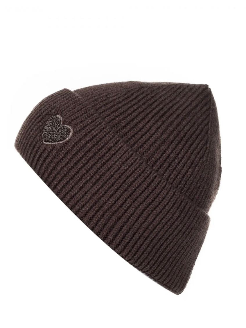 Kuschelige Beanie mit Herz-Detail braun