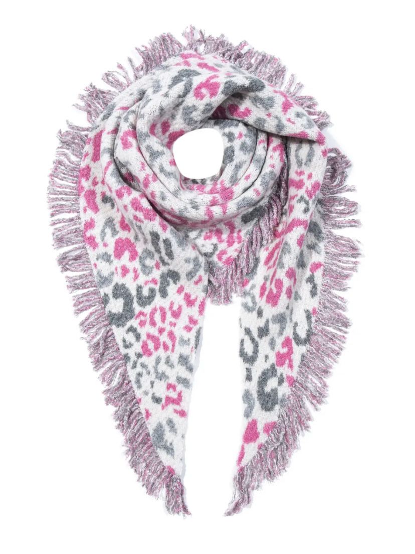 Kuscheliger XXL-Schal mit Animal-Print pink/grau