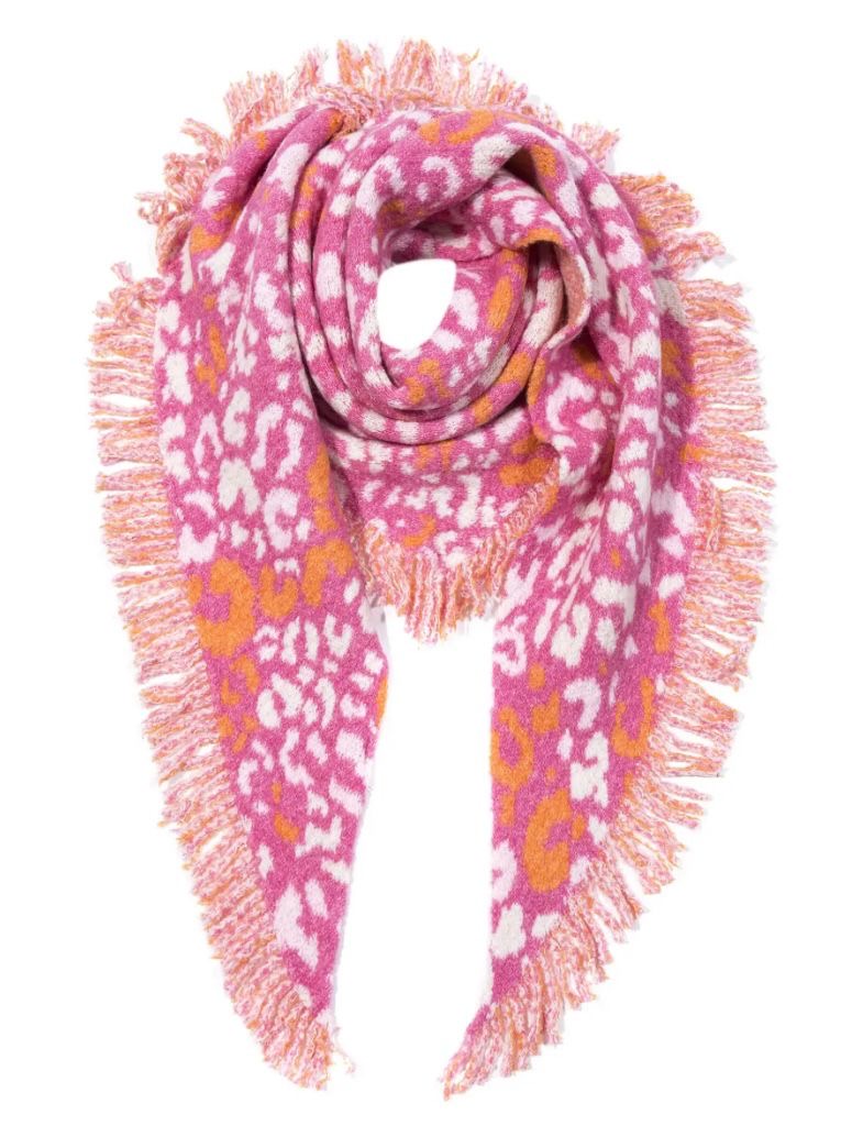 Kuscheliger XXL-Schal mit Animal-Print pink/orange