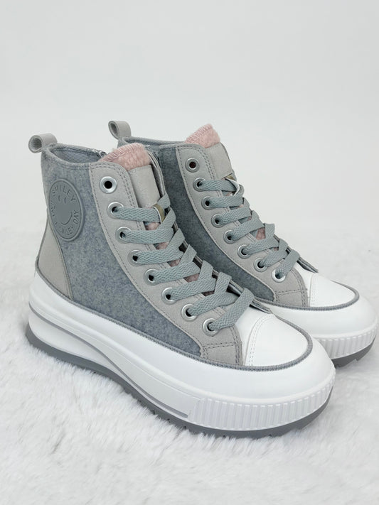 Stylische High-Top Sneaker mit Chunky-Sohle & rosa Akzenten