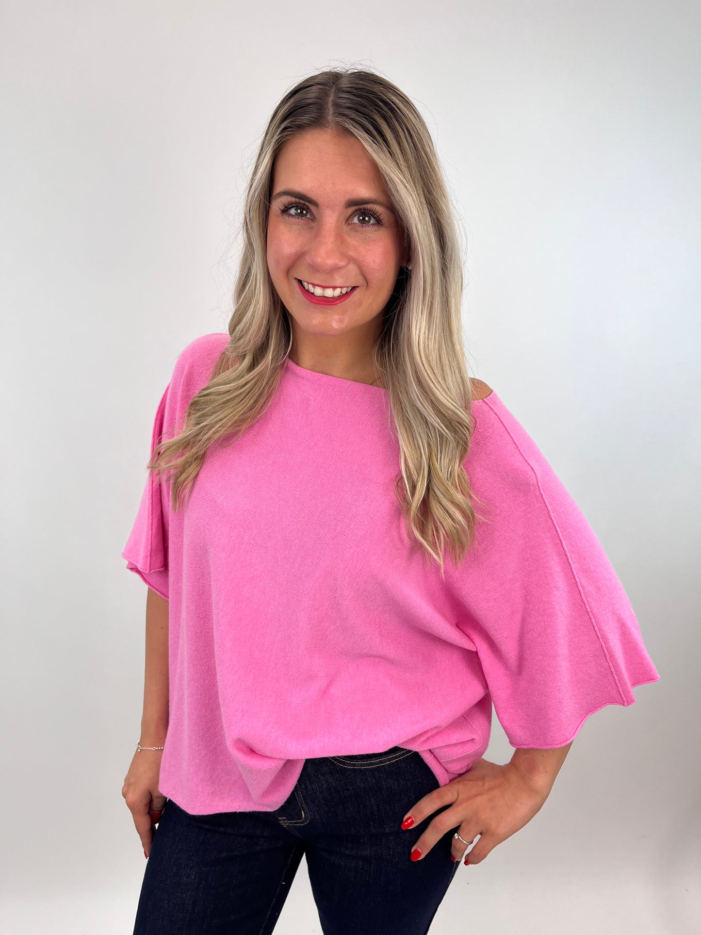 Pullover kurzarm pink, Gr. 36-44