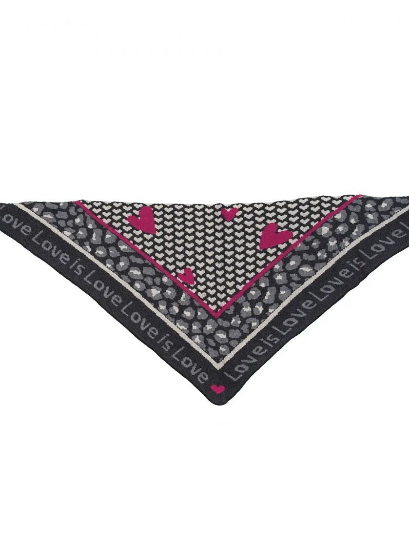 Dreieckstuch grau/fuchsia