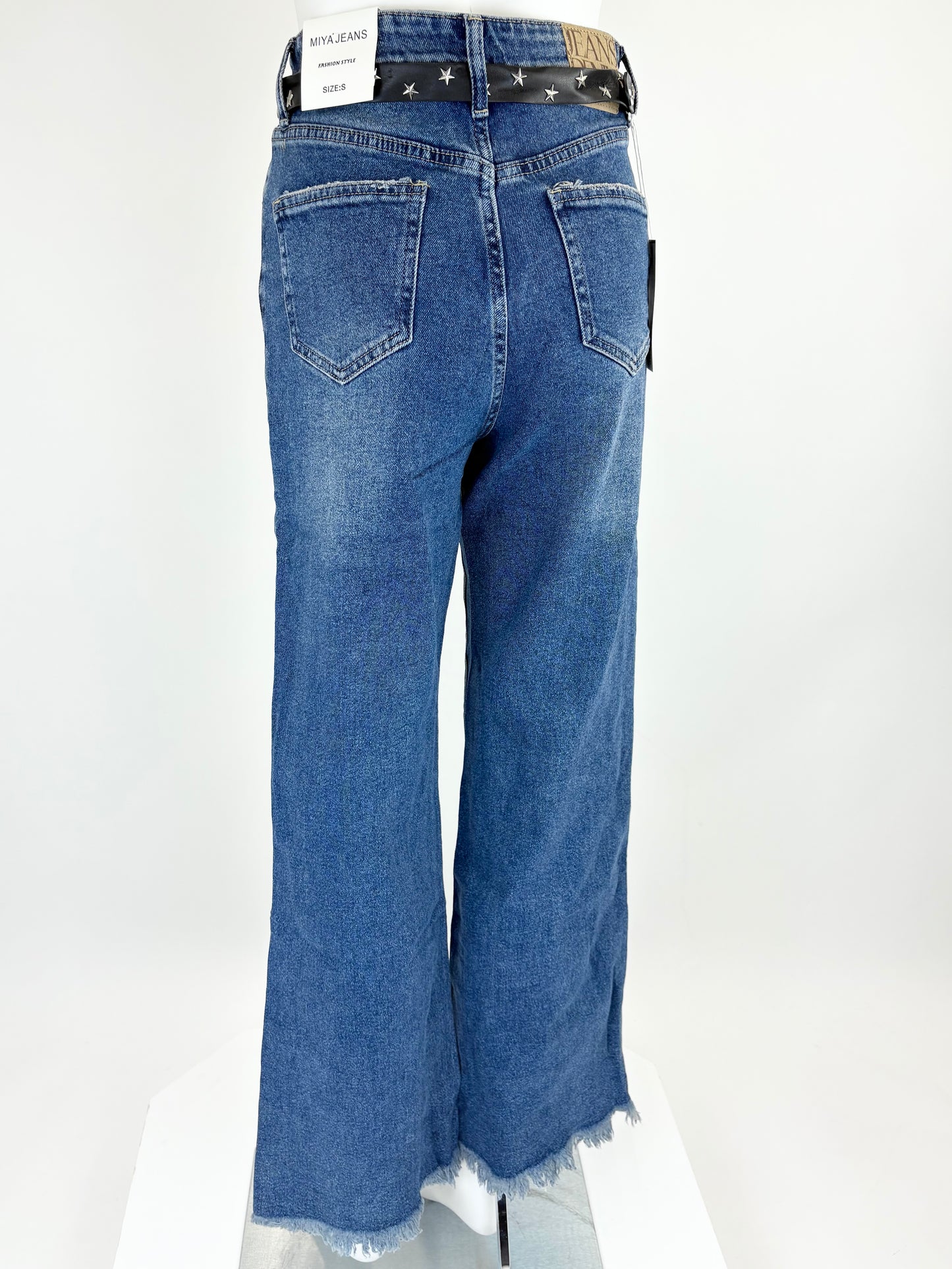 Wide-Leg Jeans Fransen blau, Gr. 34-40