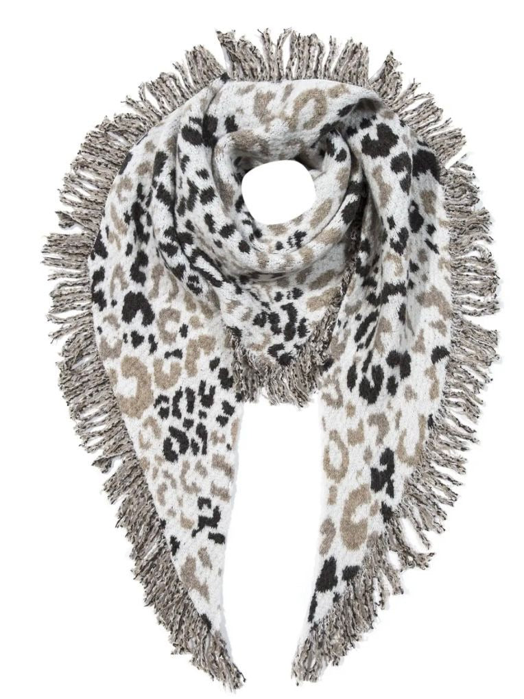 Kuscheliger XXL-Schal mit Animal-Print Creme