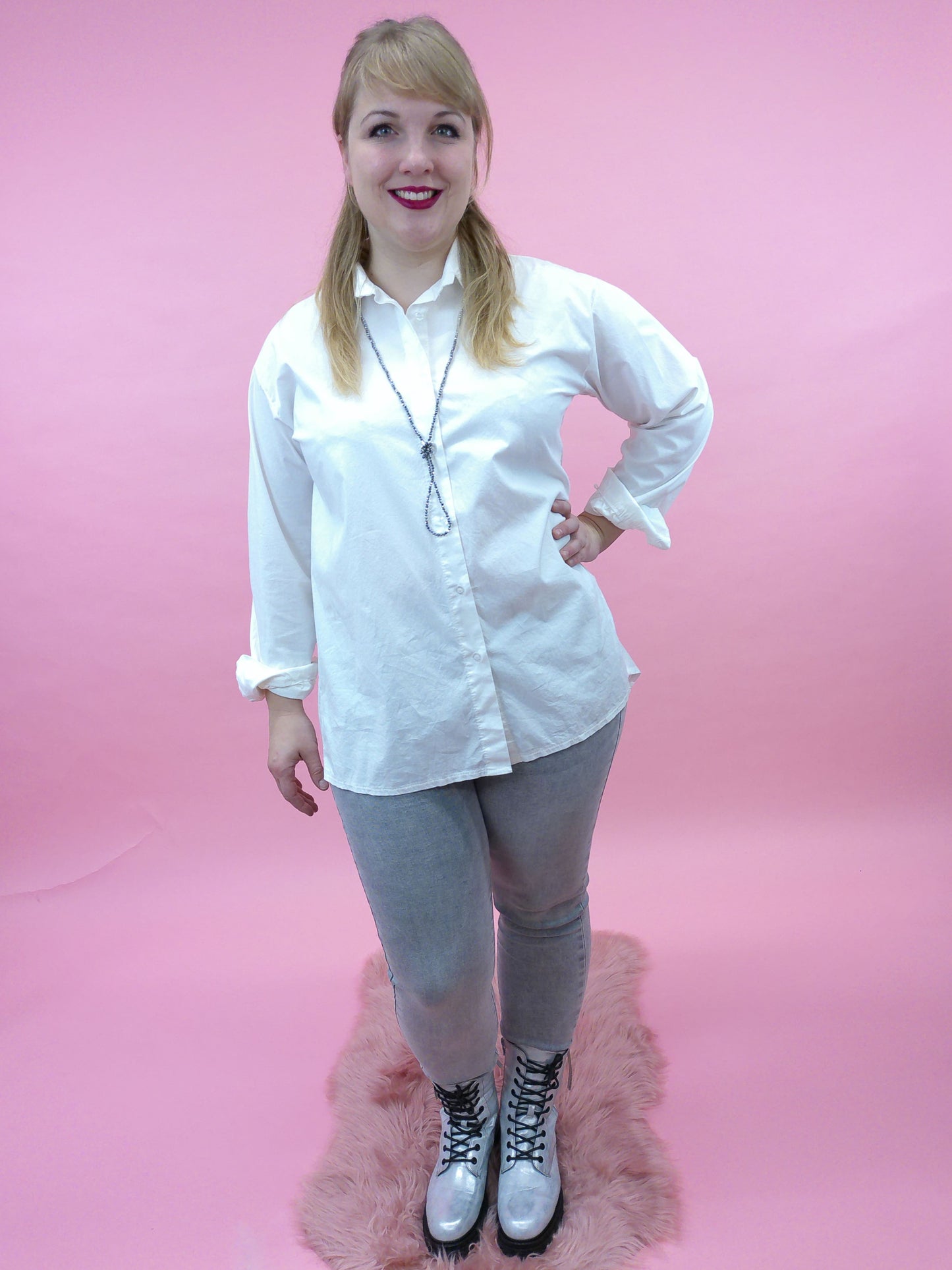 Oversize Bluse weiß, Gr. 38-44