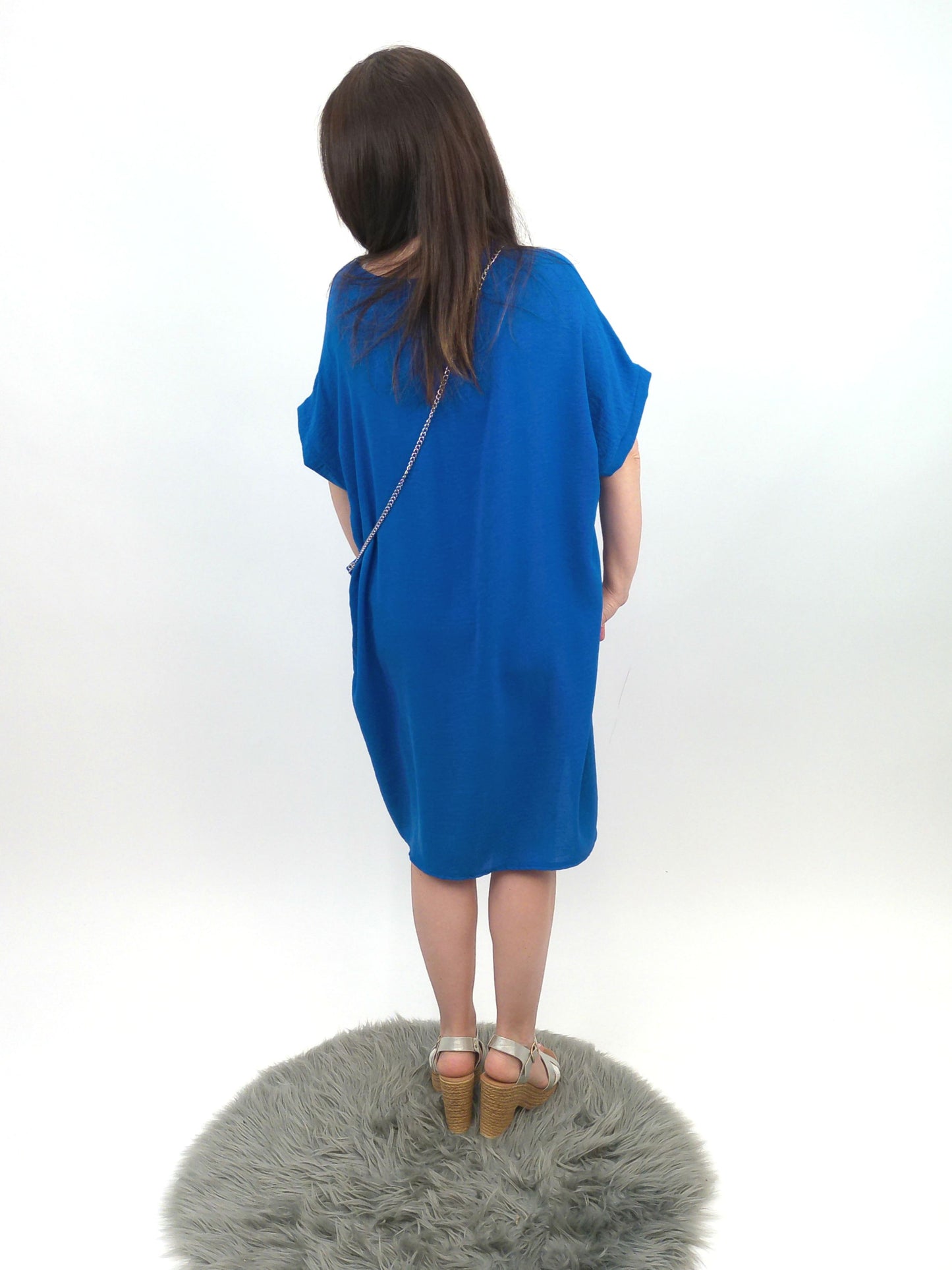Kleid mit Tasche royalblau, Gr. 38-44