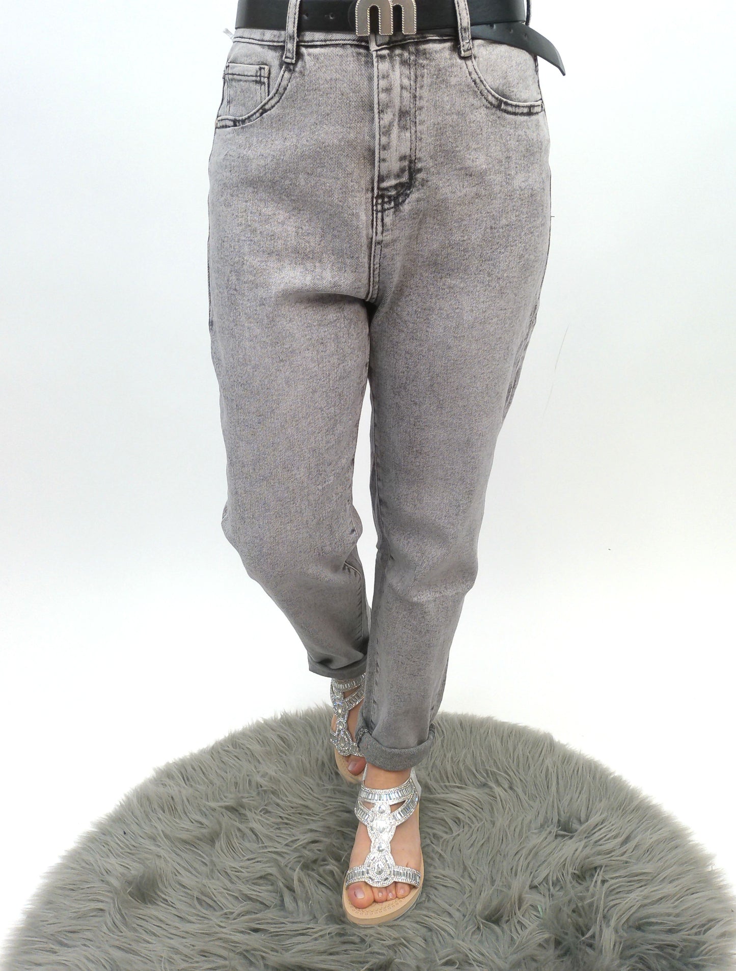 Jeans grau inkl. Gürtel , Gr. 36-46