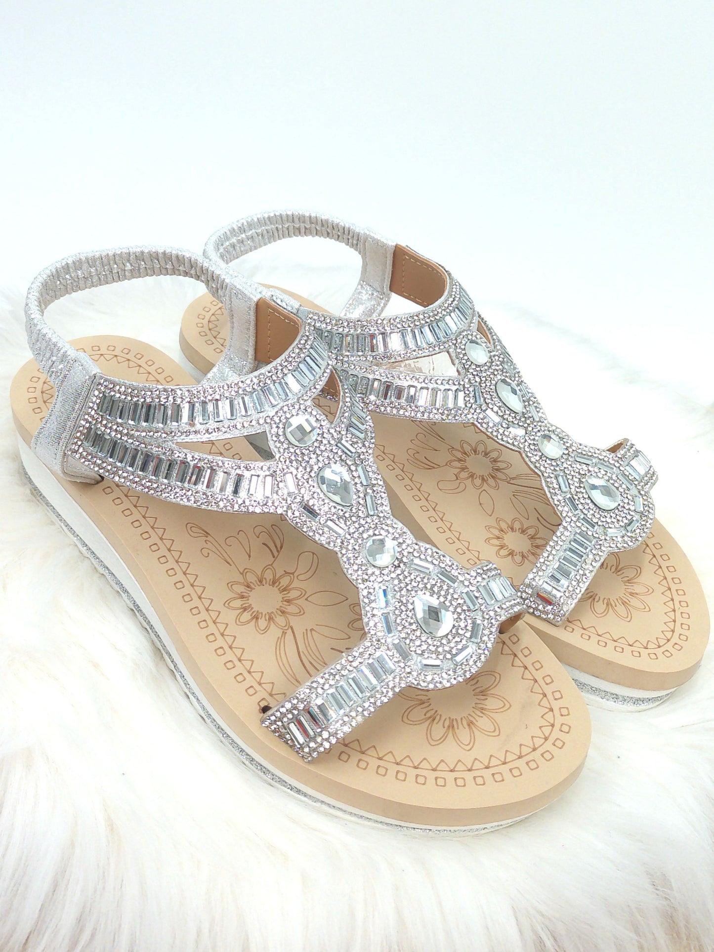 Sandale Silber Glitzer, Gr. 36-41