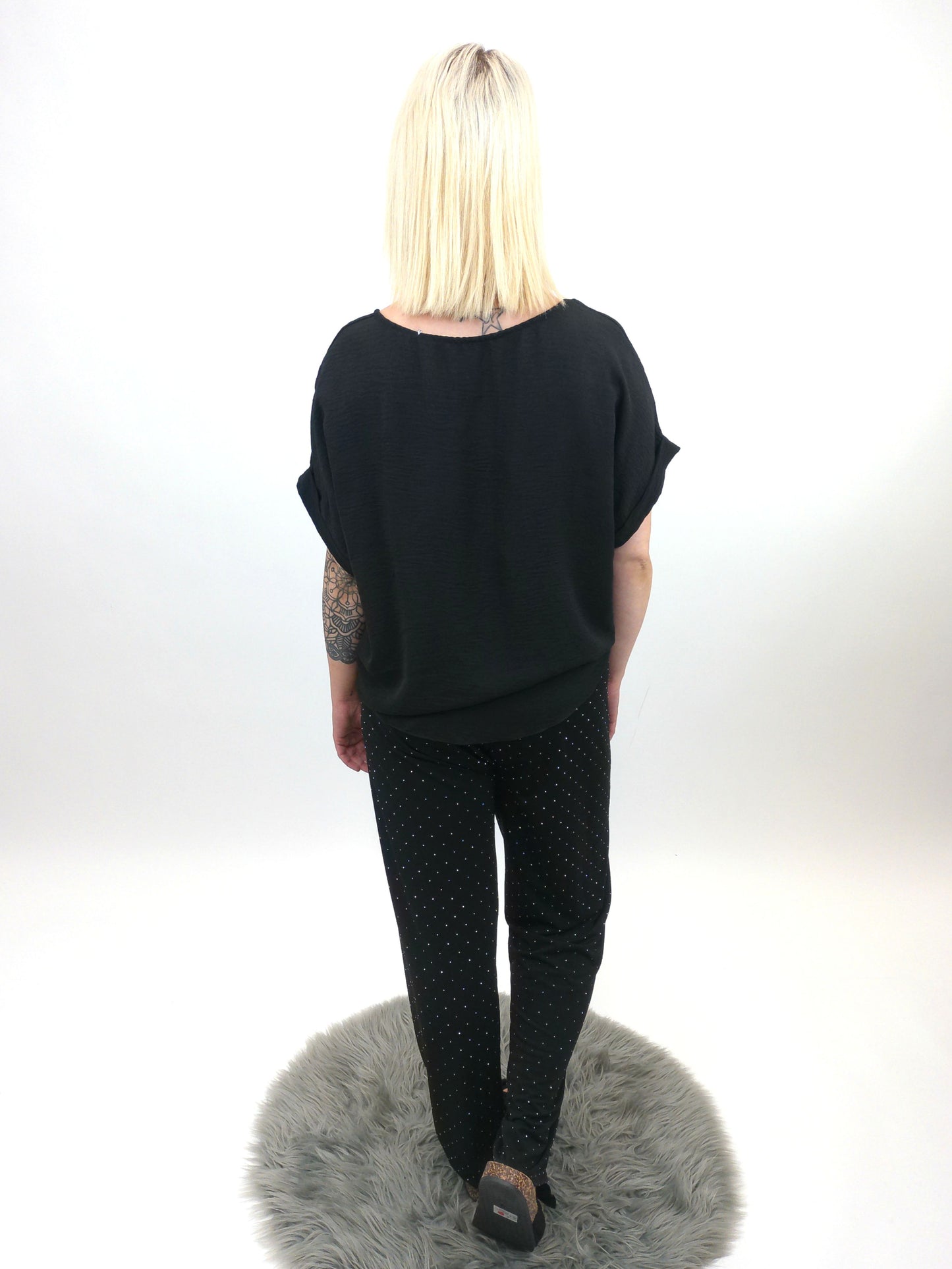 Shirt mit Kette zum Binden schwarz, Gr. 36-42