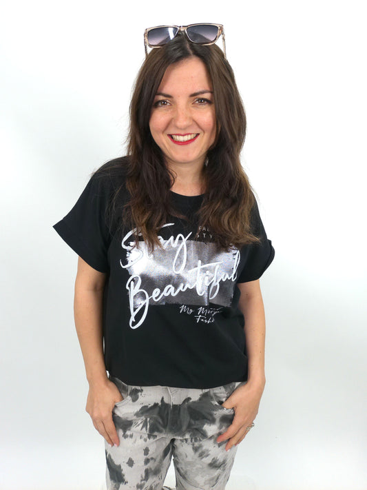 Shirt "Stay Beautiful" schwarz, Gr. 34-40