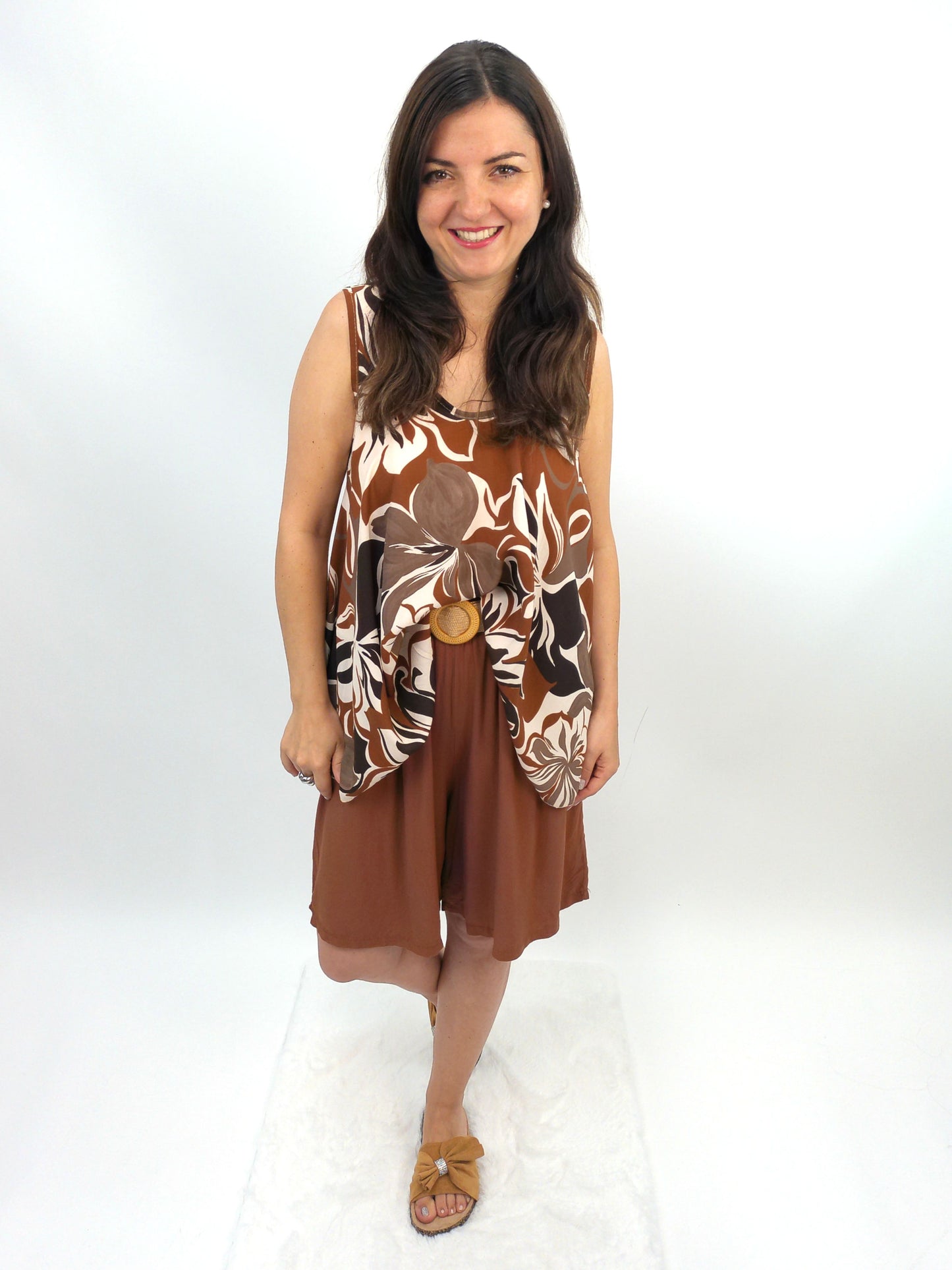 Sommertop braun/beige, Gr. 34-40