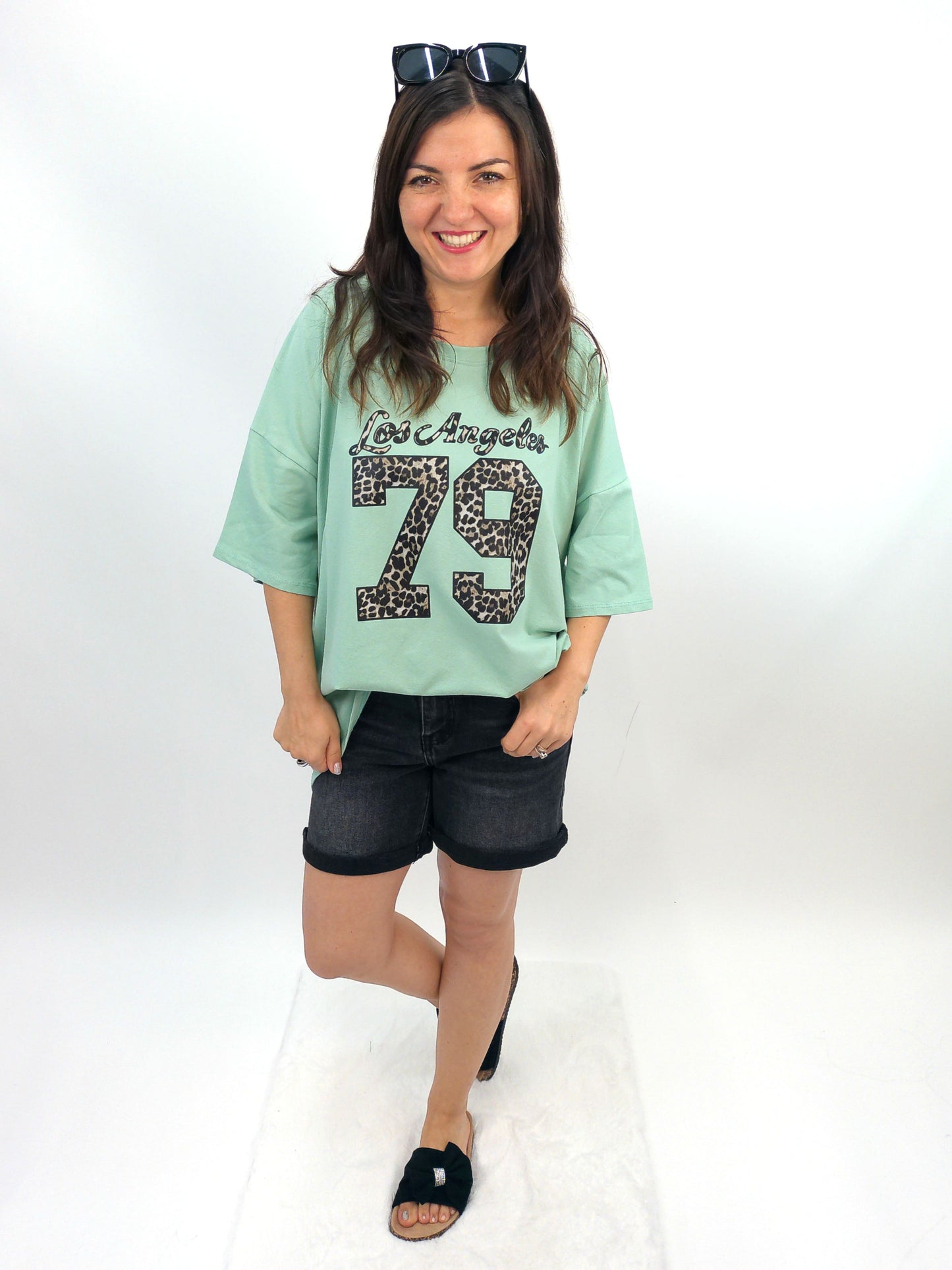 Oversize-Shirt "Los Angeles" mintgrün, Gr. 38-44