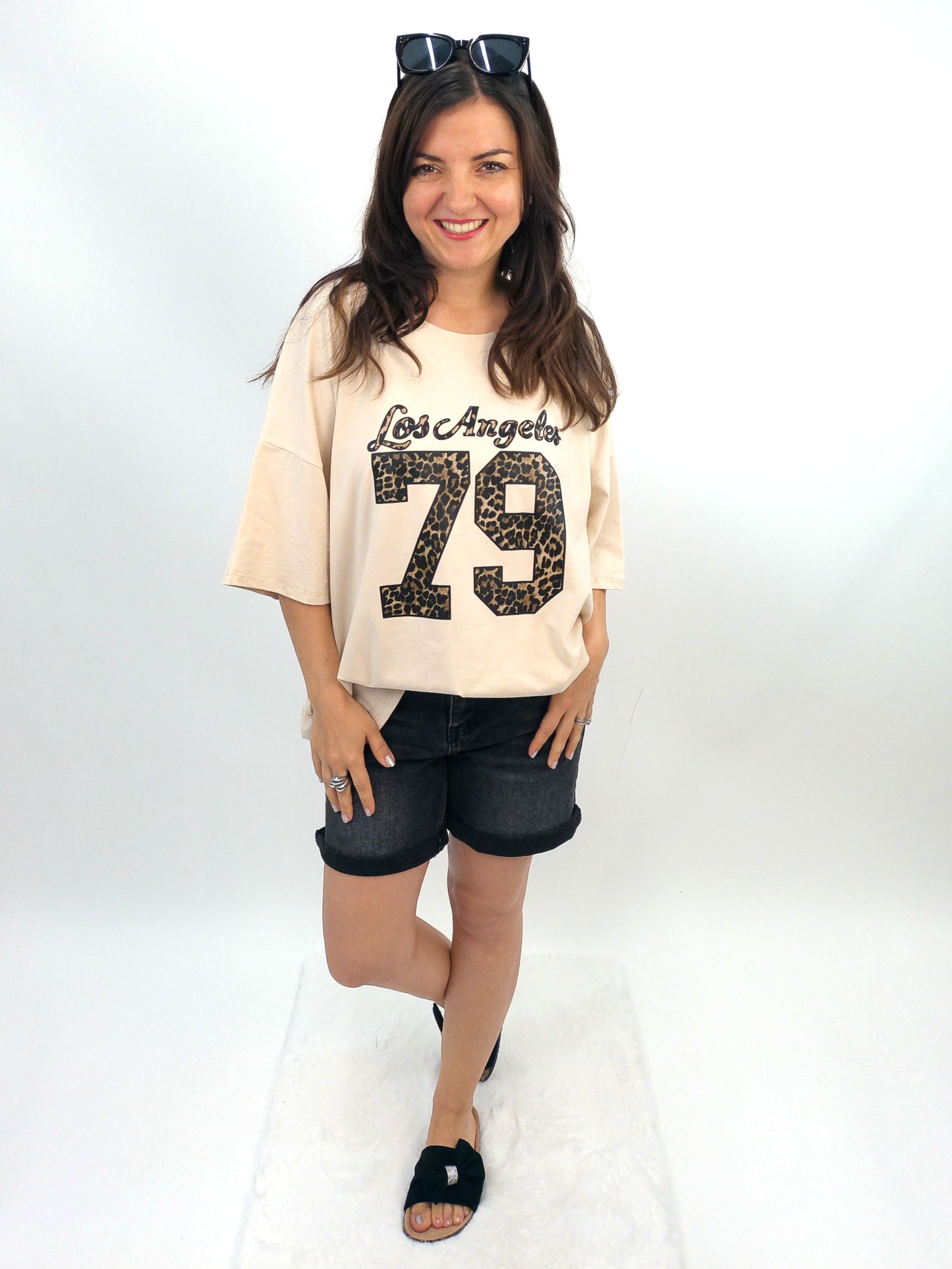 Oversize-Shirt "Los Angeles" beige, Gr. 38-44
