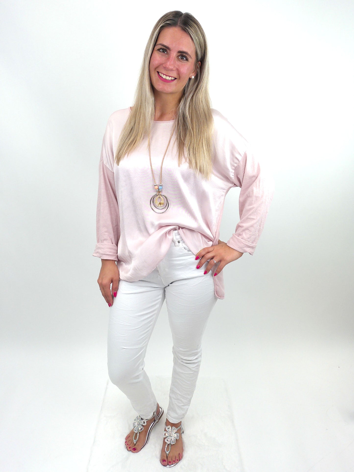 Shirt mit Kette rosa, Gr. 36-42