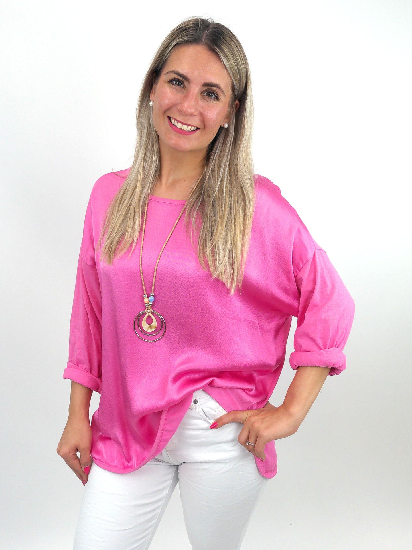 Shirt mit Kette pink, Gr. 36-42