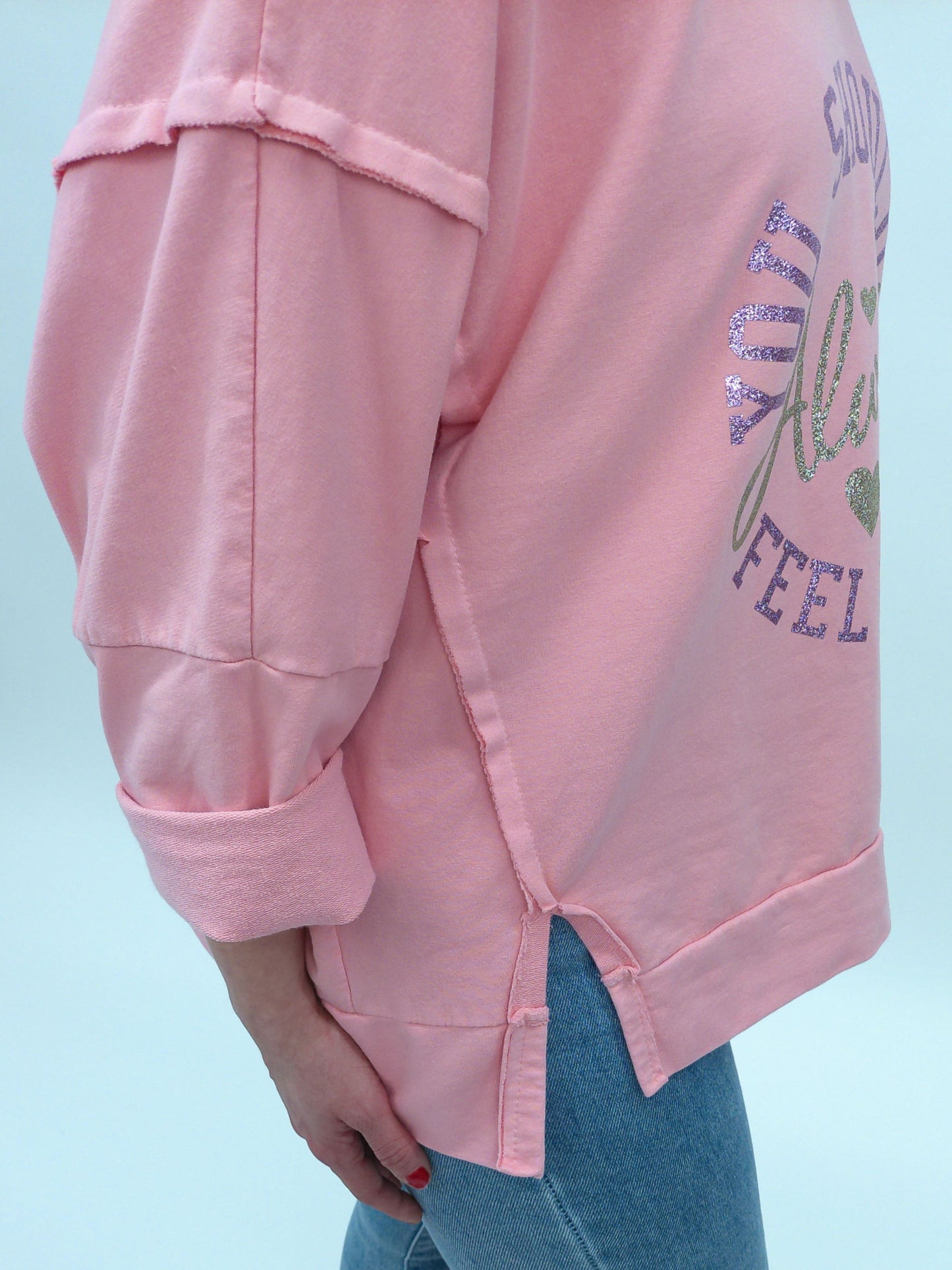 Pullover "Always feel pretty" apricot, Gr. 38-44