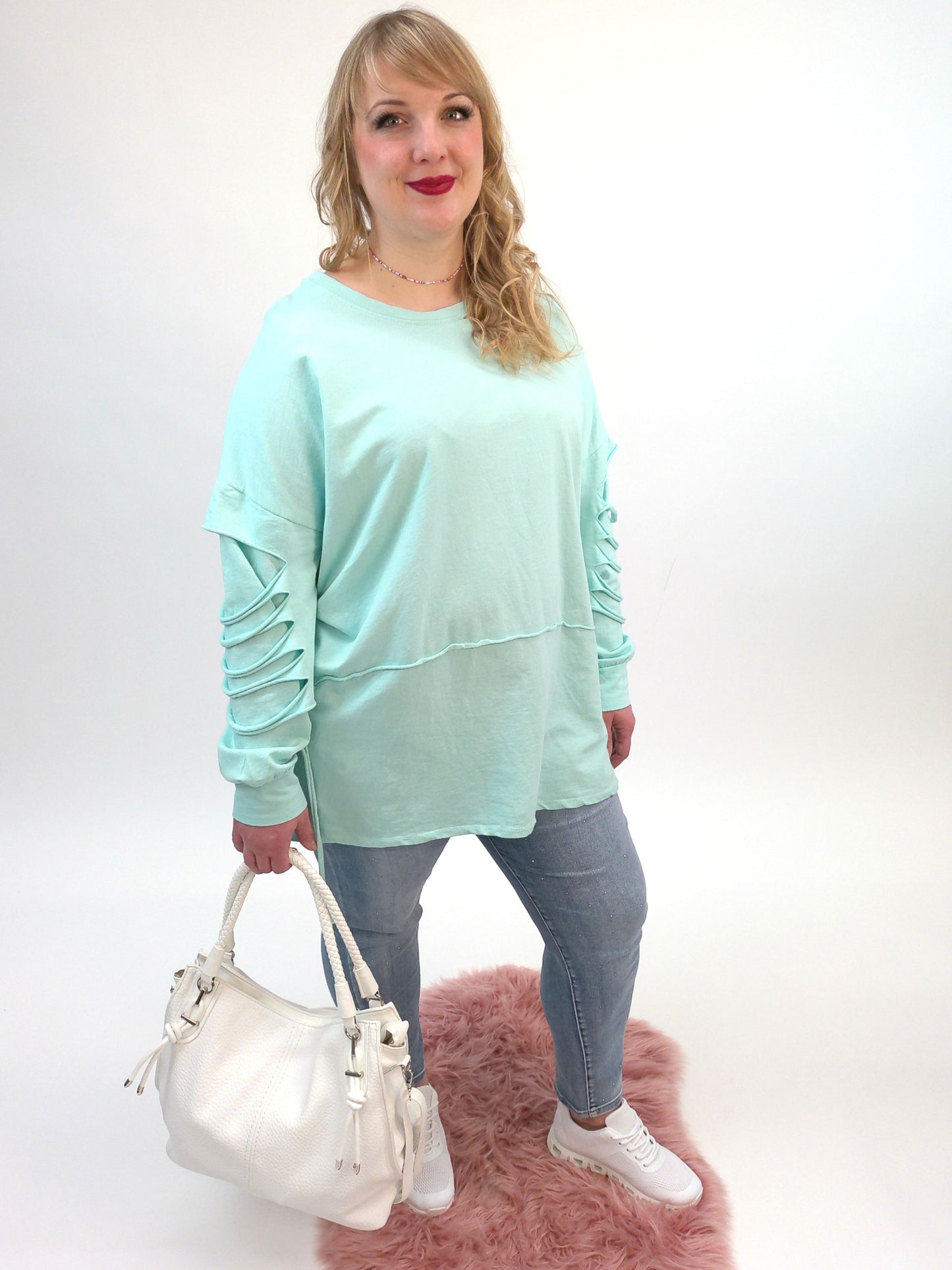 Pullover Cut-out Arm mint, Gr. 40-46
