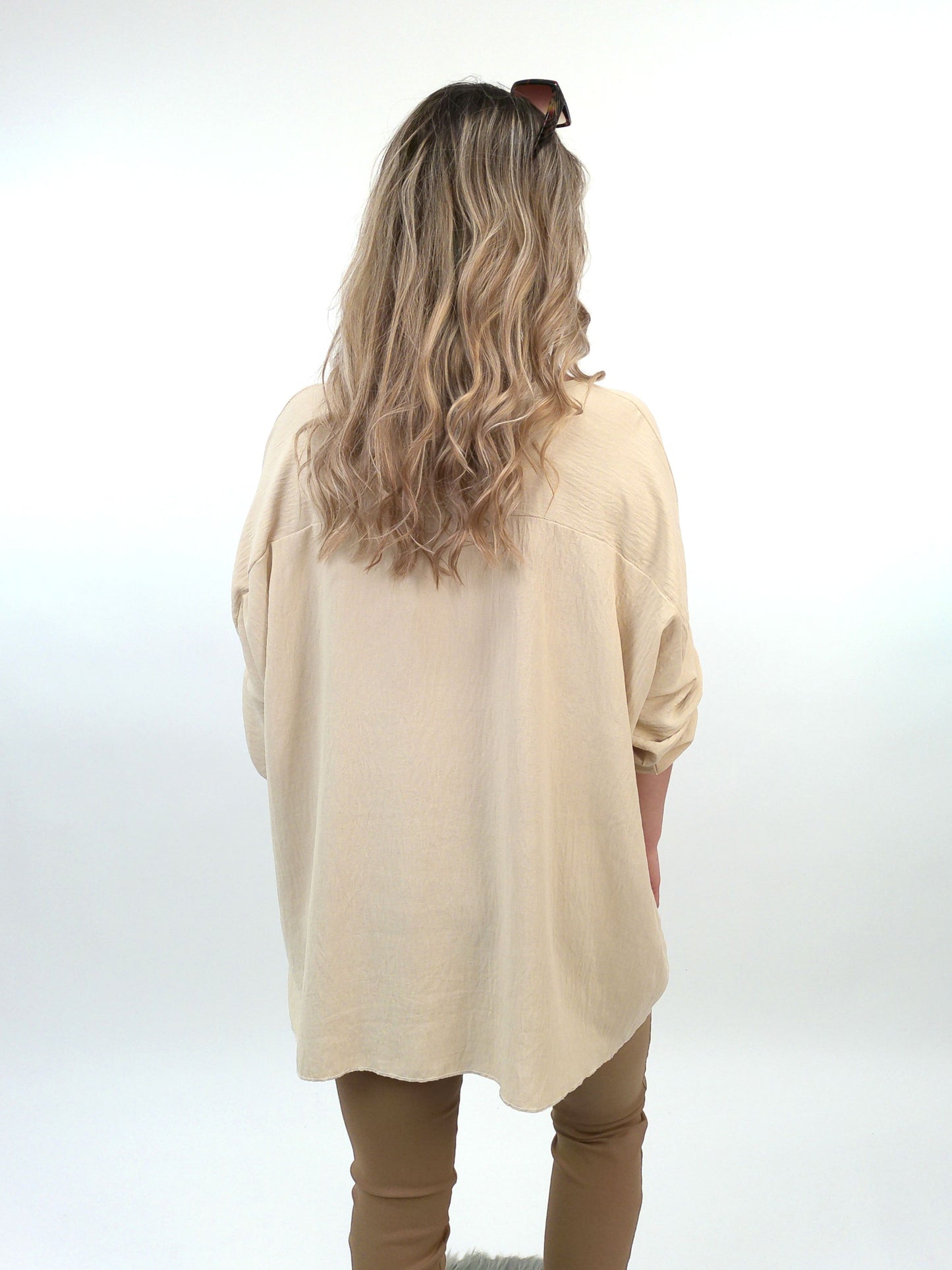 Bluse mit Kette beige, Gr. 40-46