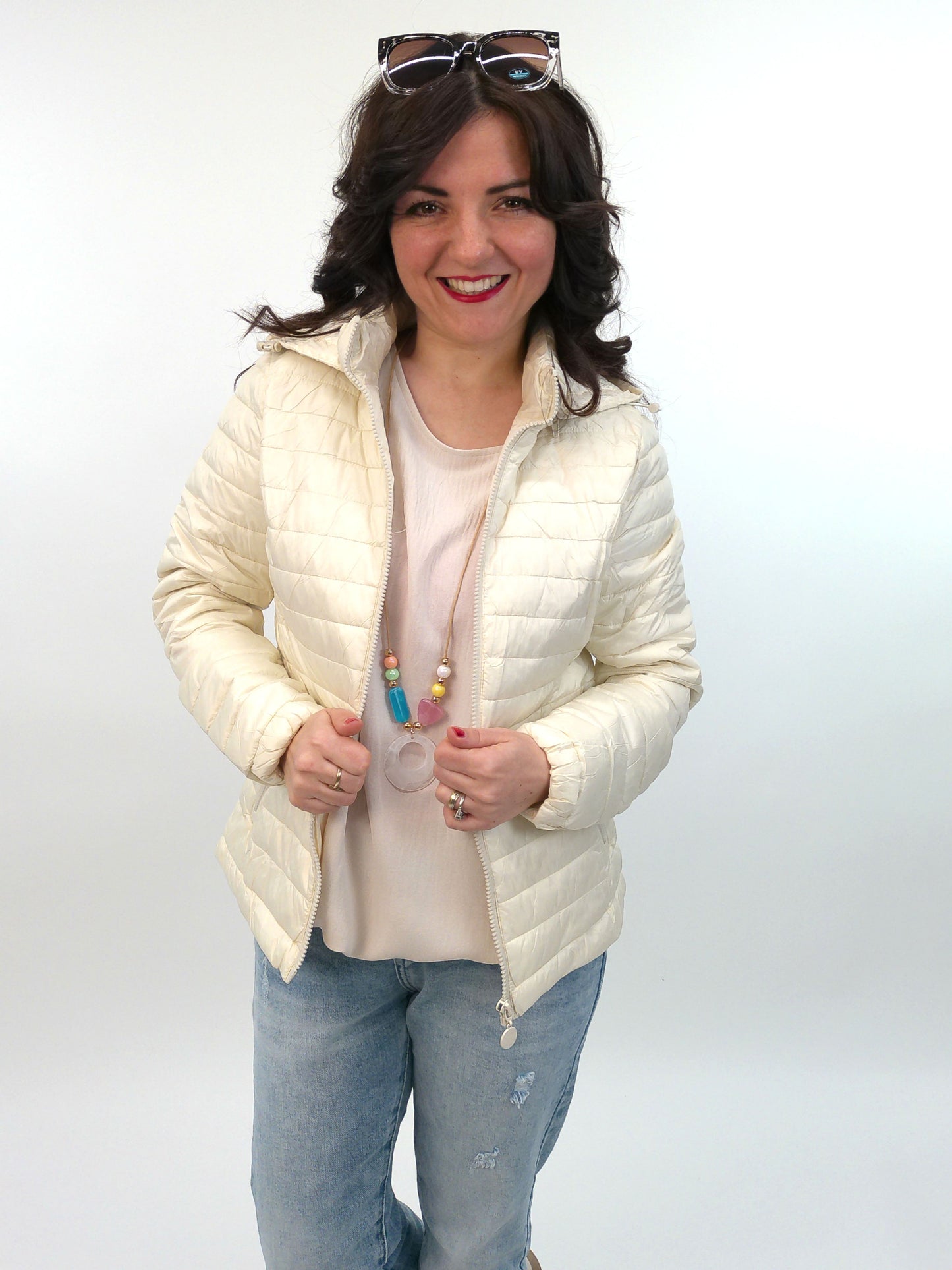 Leichtsteppjacke beige, Gr. 36-44