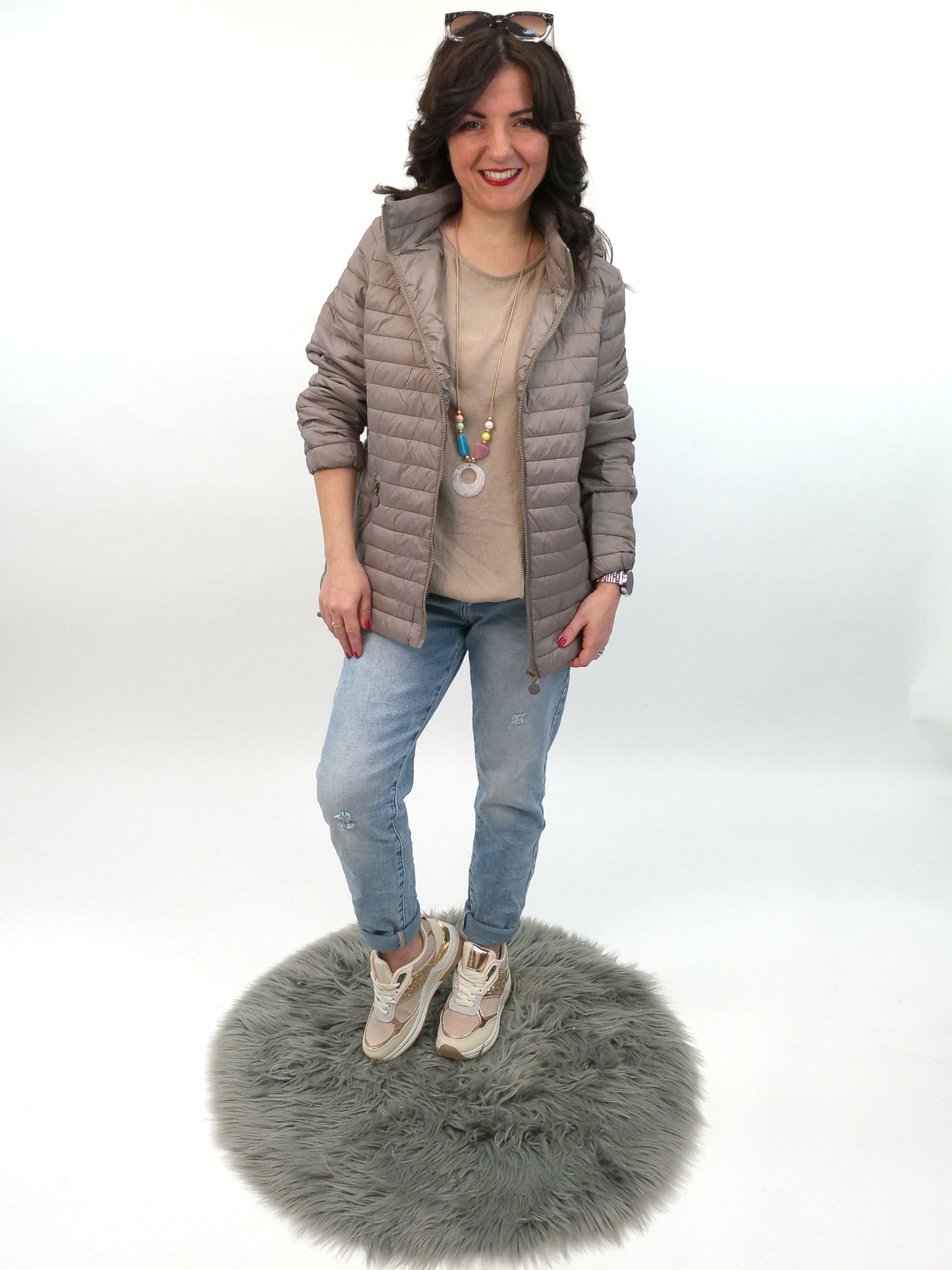 Leichtsteppjacke taupe Gr. 34-44
