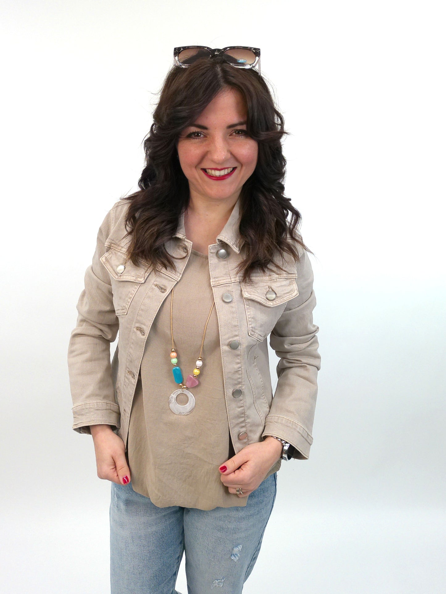 Jeansjacke beige, Gr. 36-44