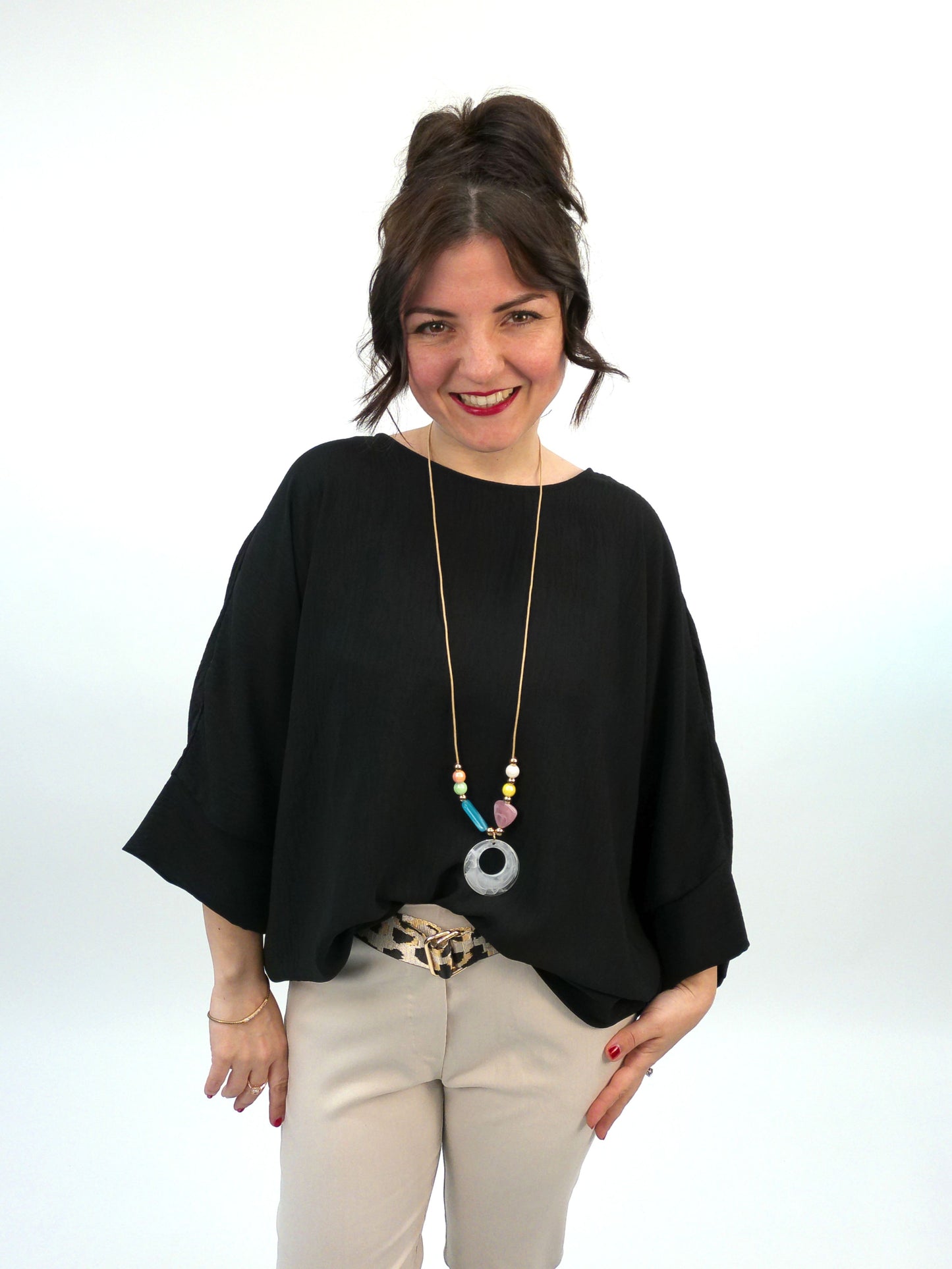 Shirt mit Kette schwarz, Gr. 38-44