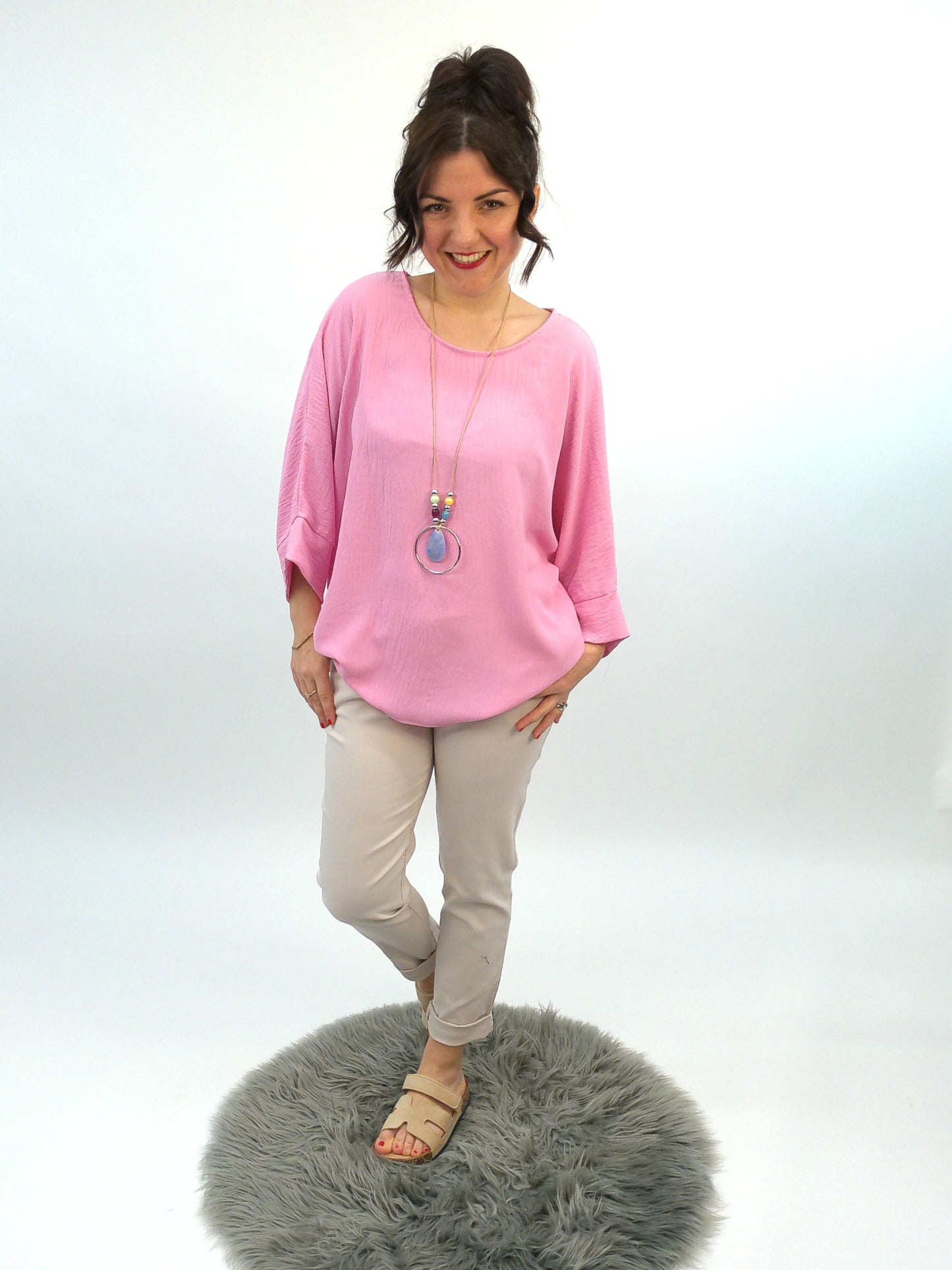 Shirt mit Kette rosa, Gr. 38-44