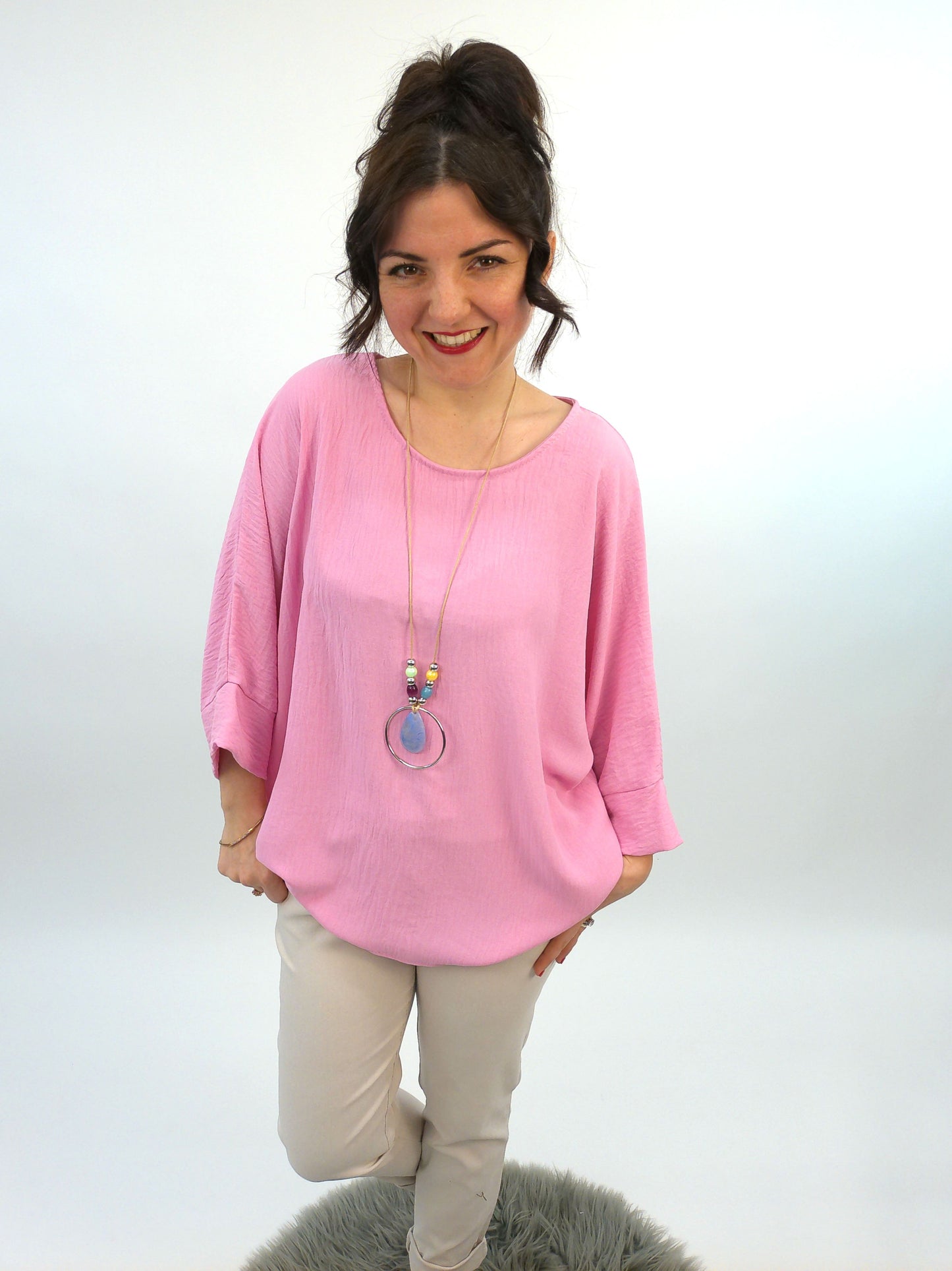 Shirt mit Kette rosa, Gr. 38-44