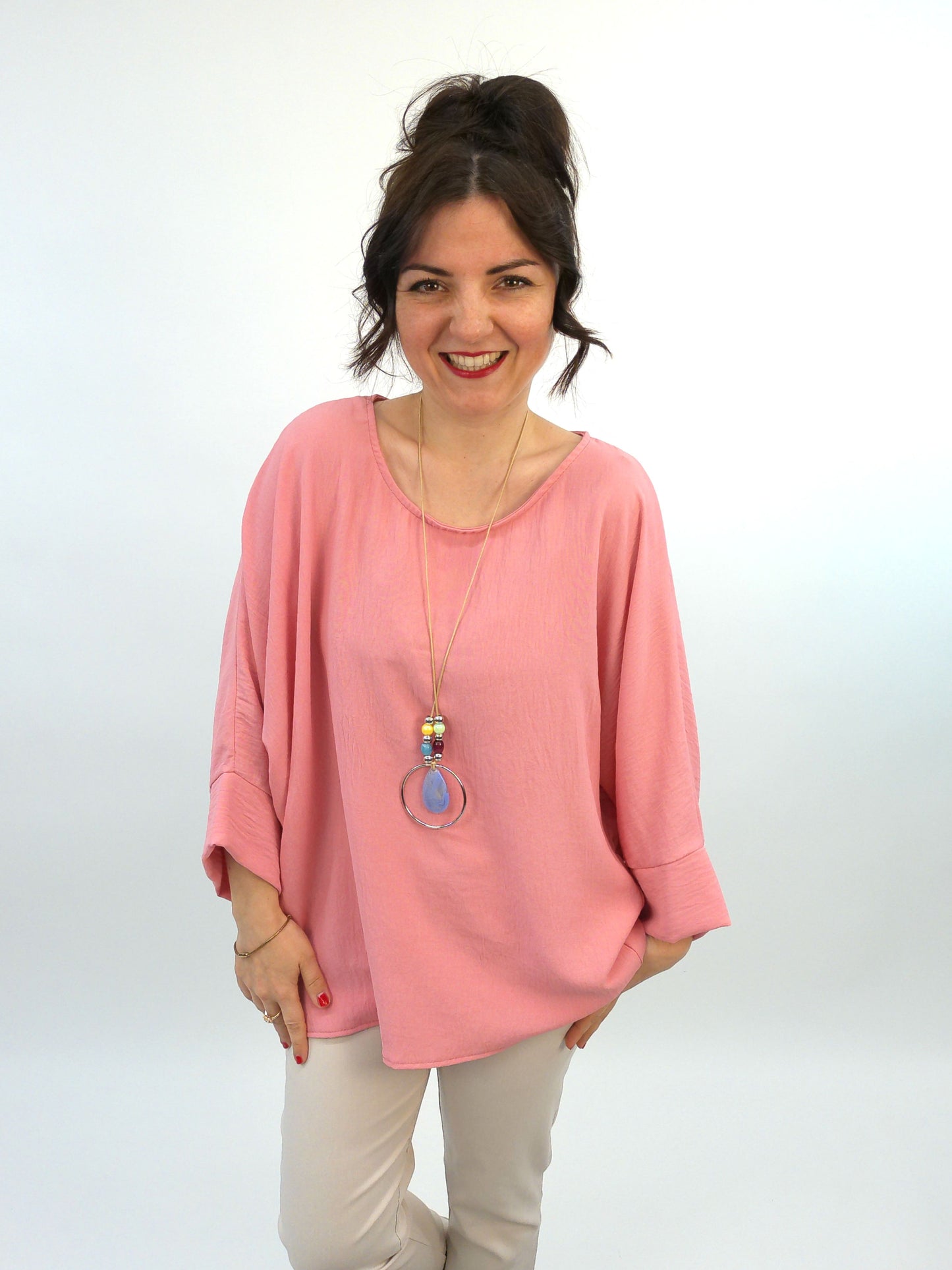 Shirt mit Kette lachs, Gr. 38-44