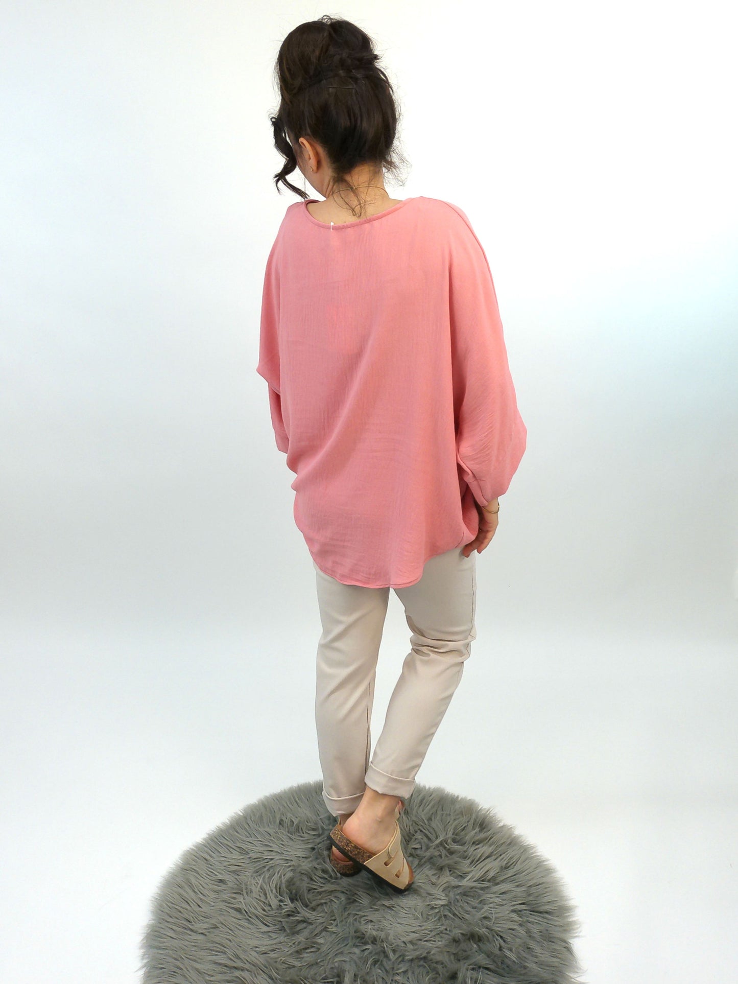 Shirt mit Kette lachs, Gr. 38-44