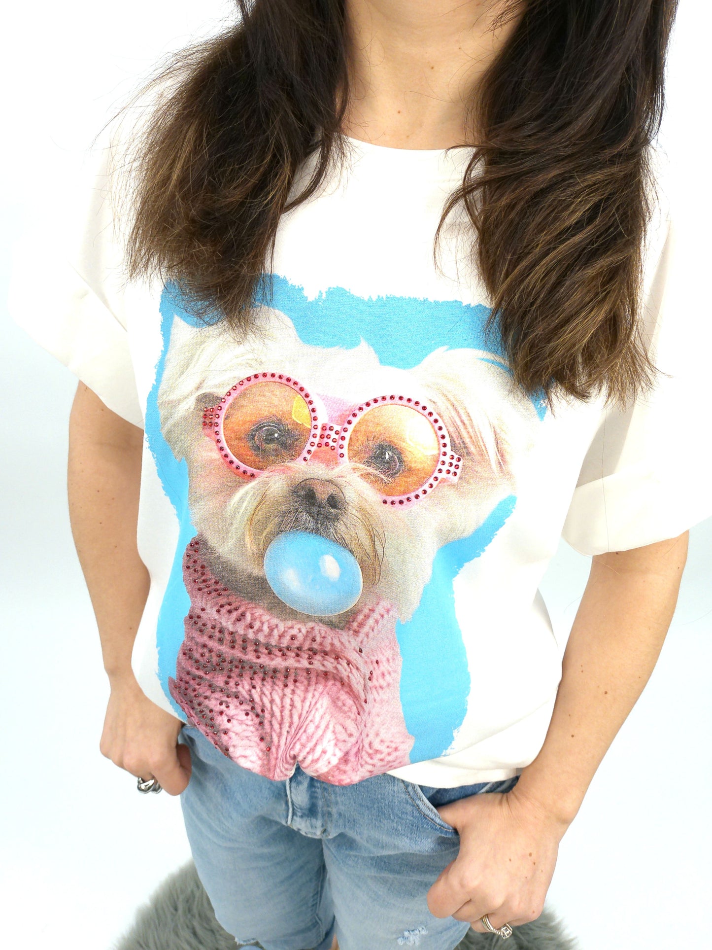 T-Shirt "Hund Sonnenbrille", Gr. 36-42