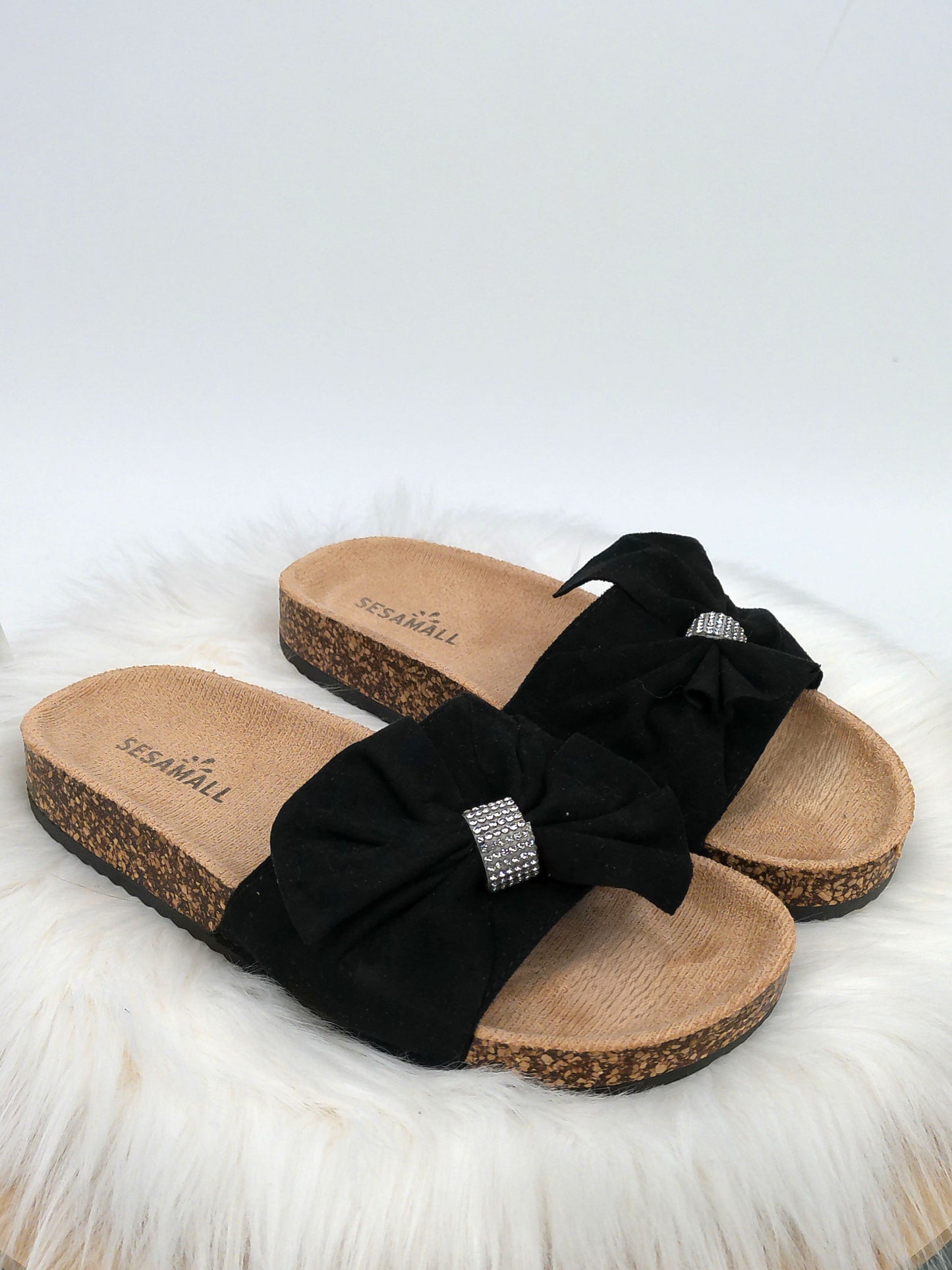 Pantolette mit Schleife schwarz , Gr. 36-41