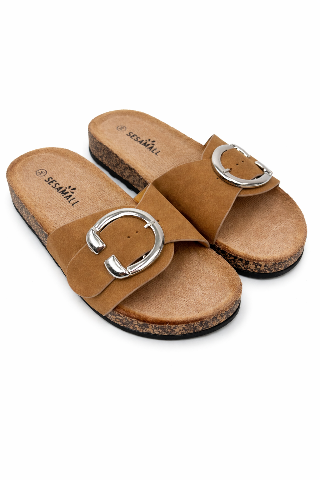 Pantoletten in camel, Gr. 36