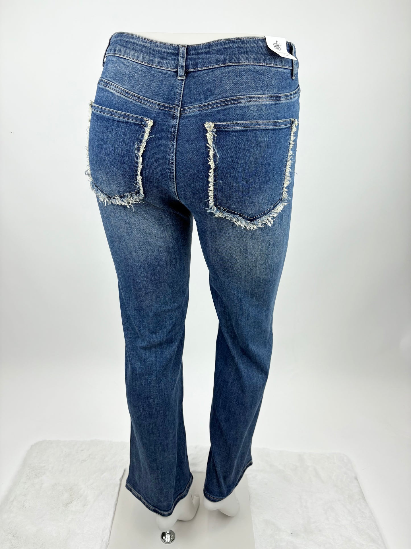 Straight Fit Jeans mit Fransen-Details, Gr. 36-42