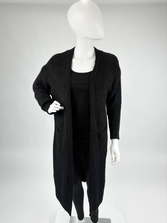 Strickcardigan lang schwarz, Gr. 36-42