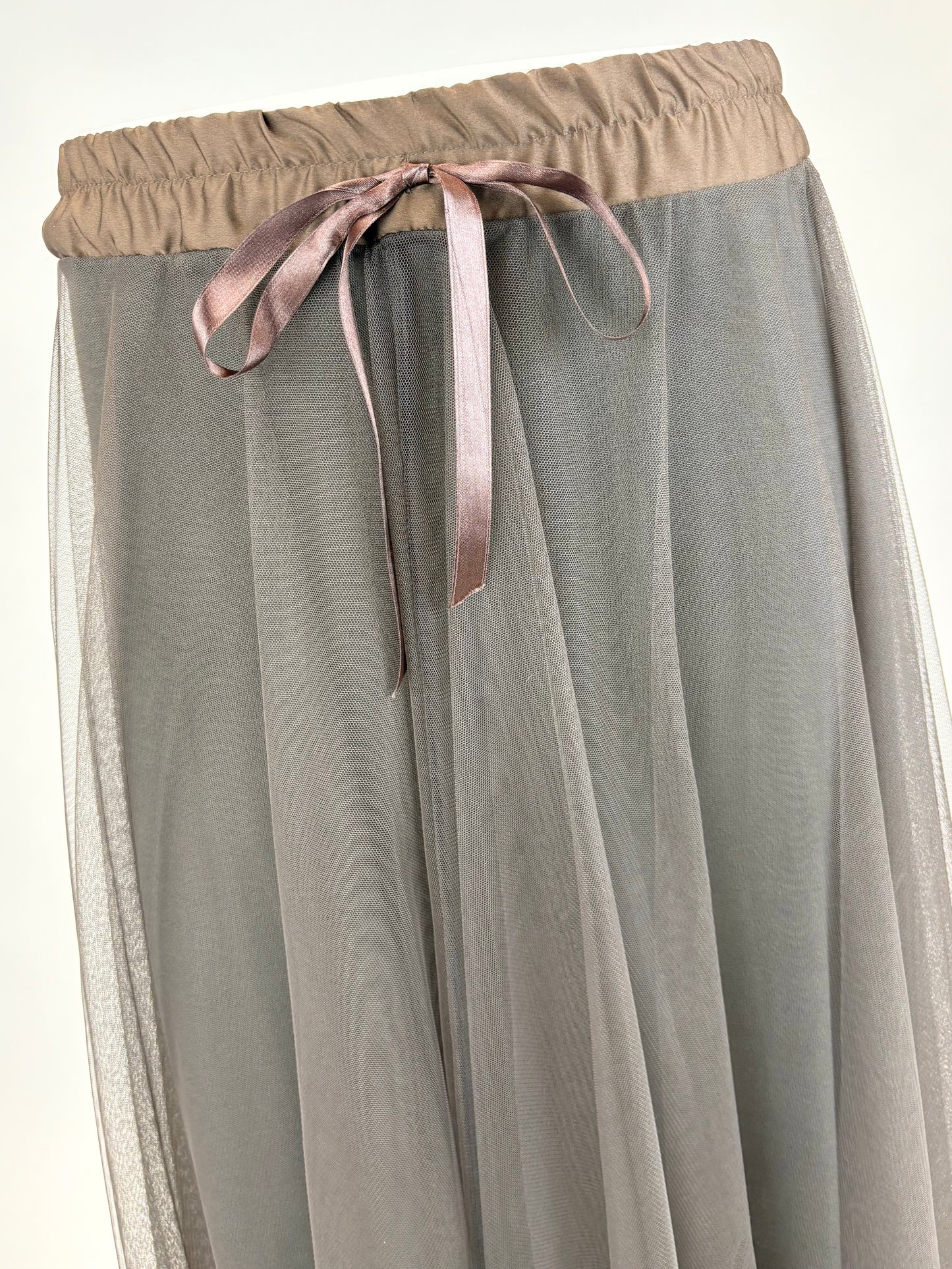 Eleganter Tüllrock mit Satinband dunkelbraun Gr. 36-44