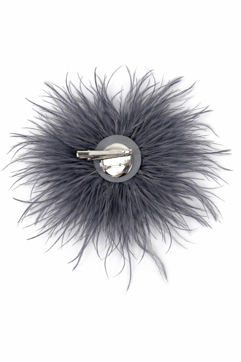 Feder-Brosche grau