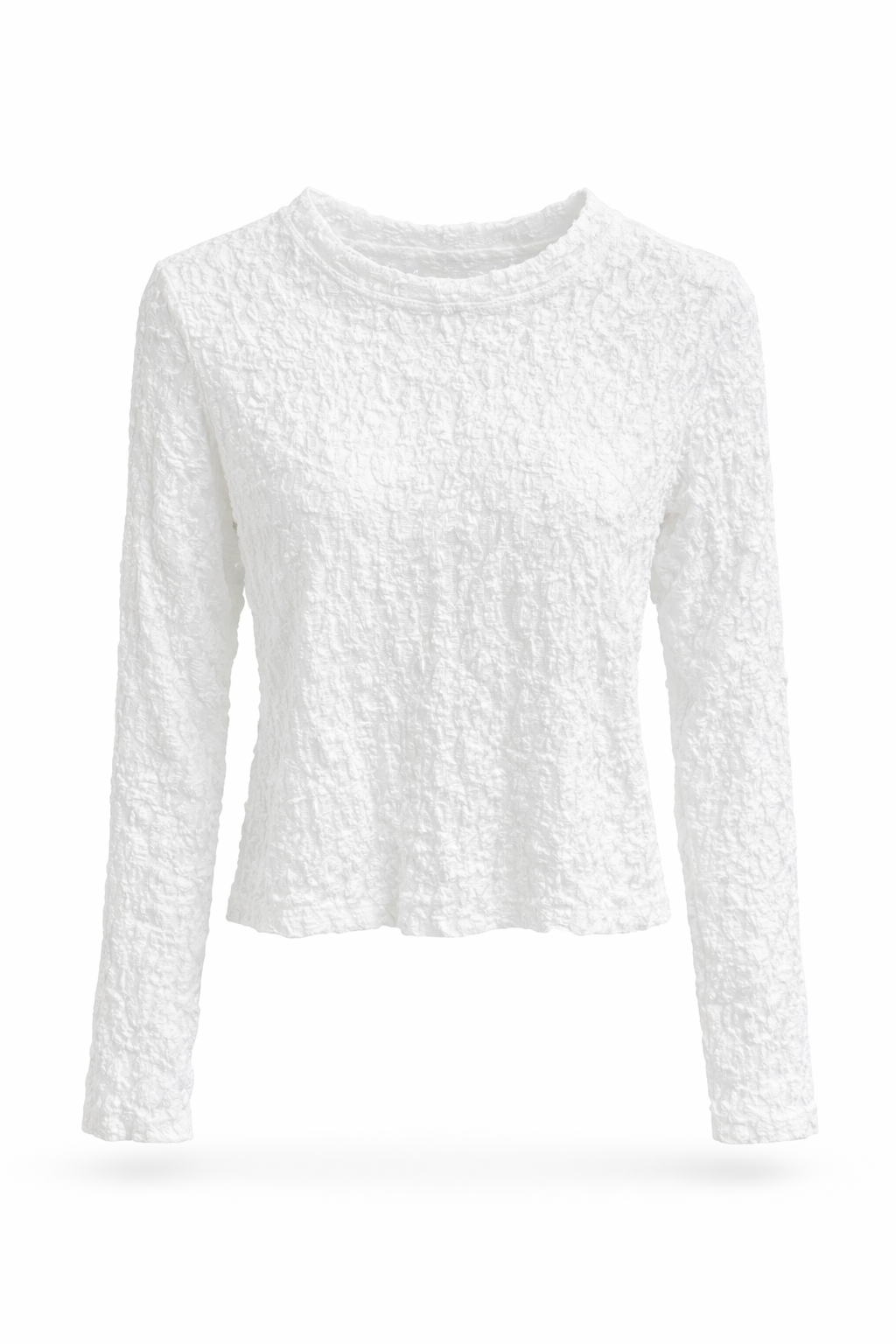 Leichtes Struktur-Langarmshirt in weiß Gr. 34-38