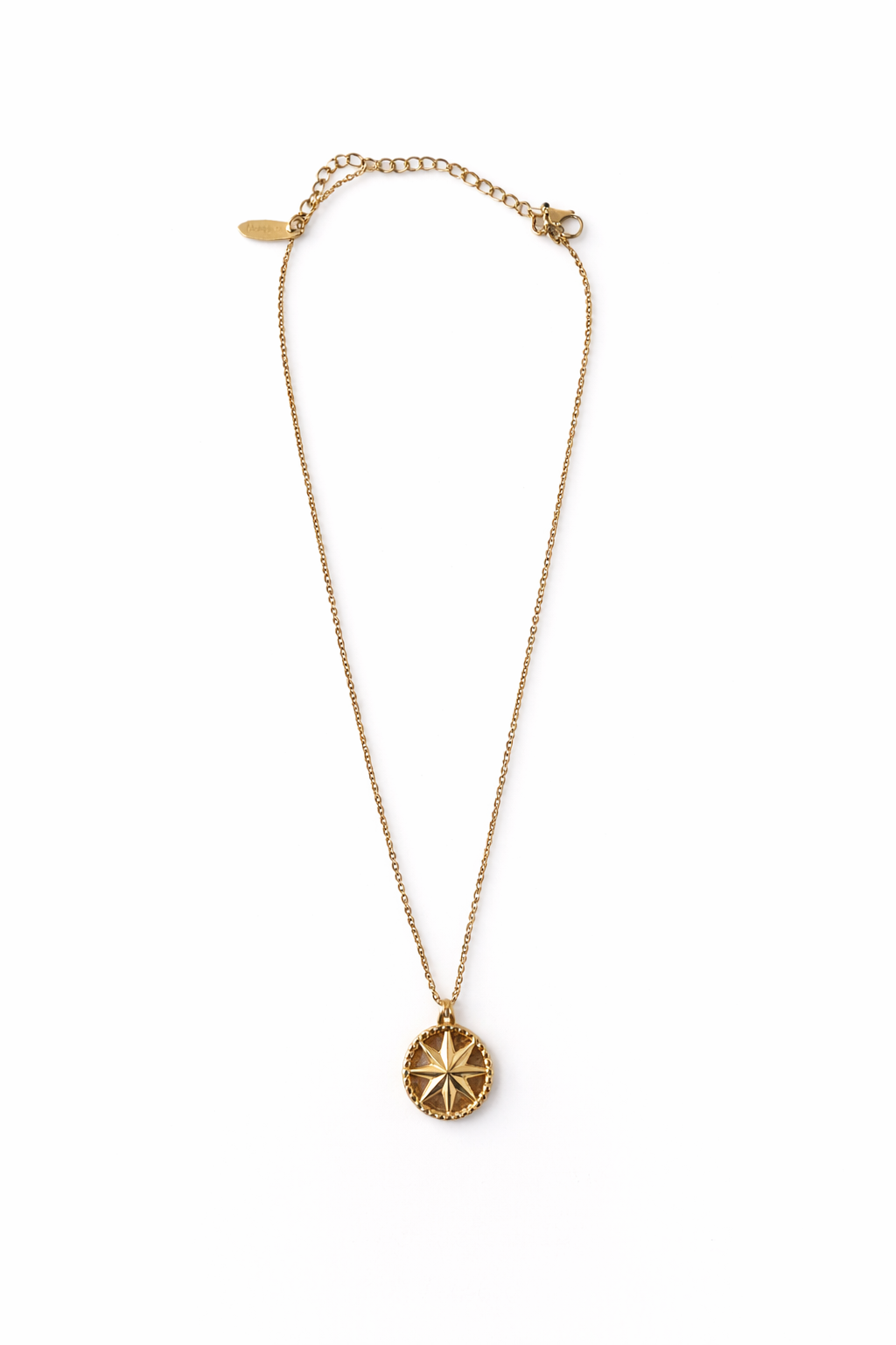 Goldfarbene Halskette mit Kompass-Anhänger