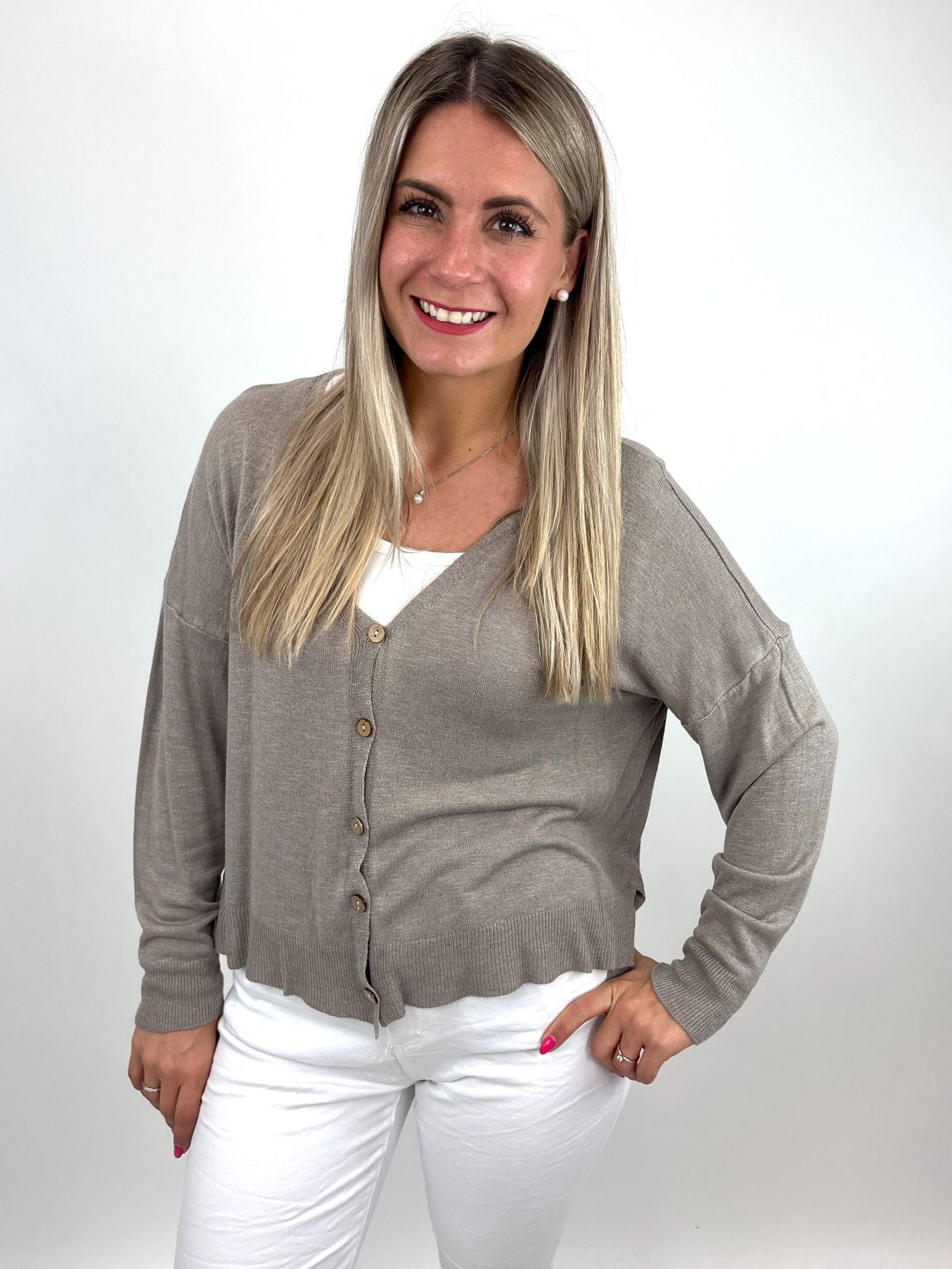 Cardigan taupe, Gr. 36-42