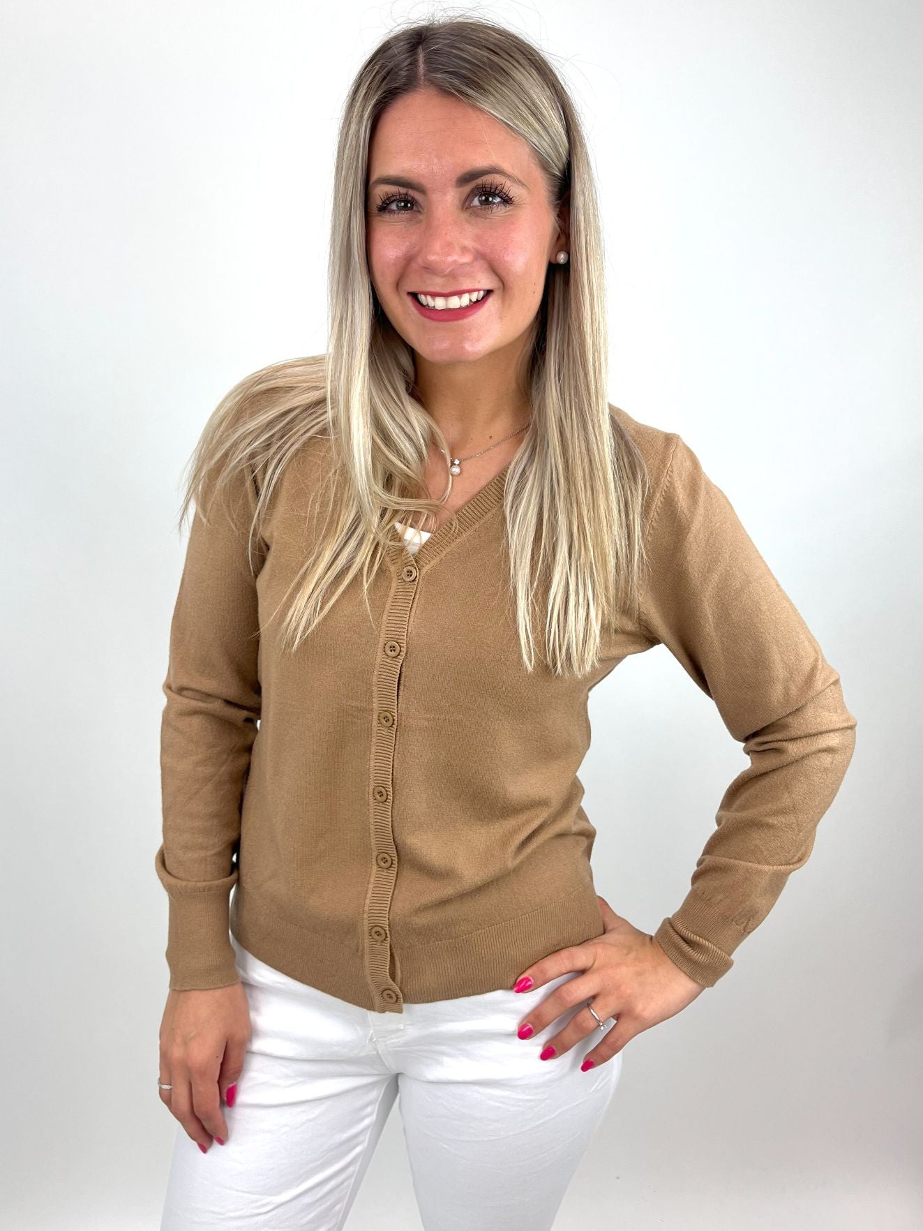 Cardigan caramel, Gr. 34-40