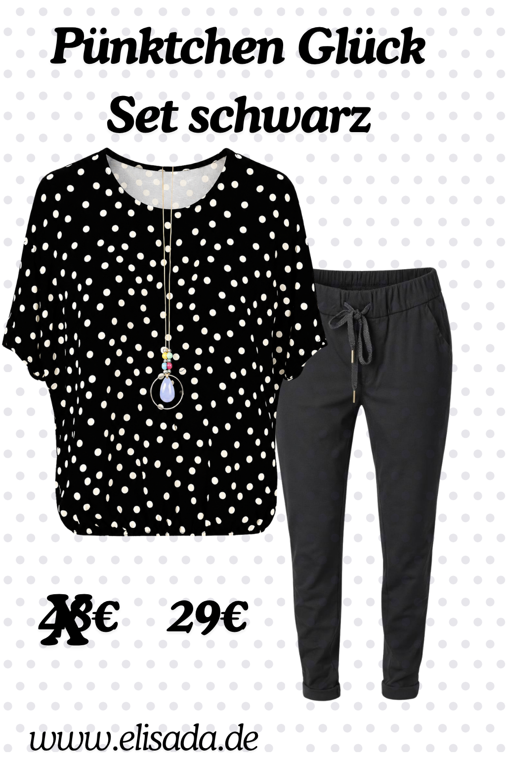 Pünktchen Glück Set schwarz, Gr. 36-42