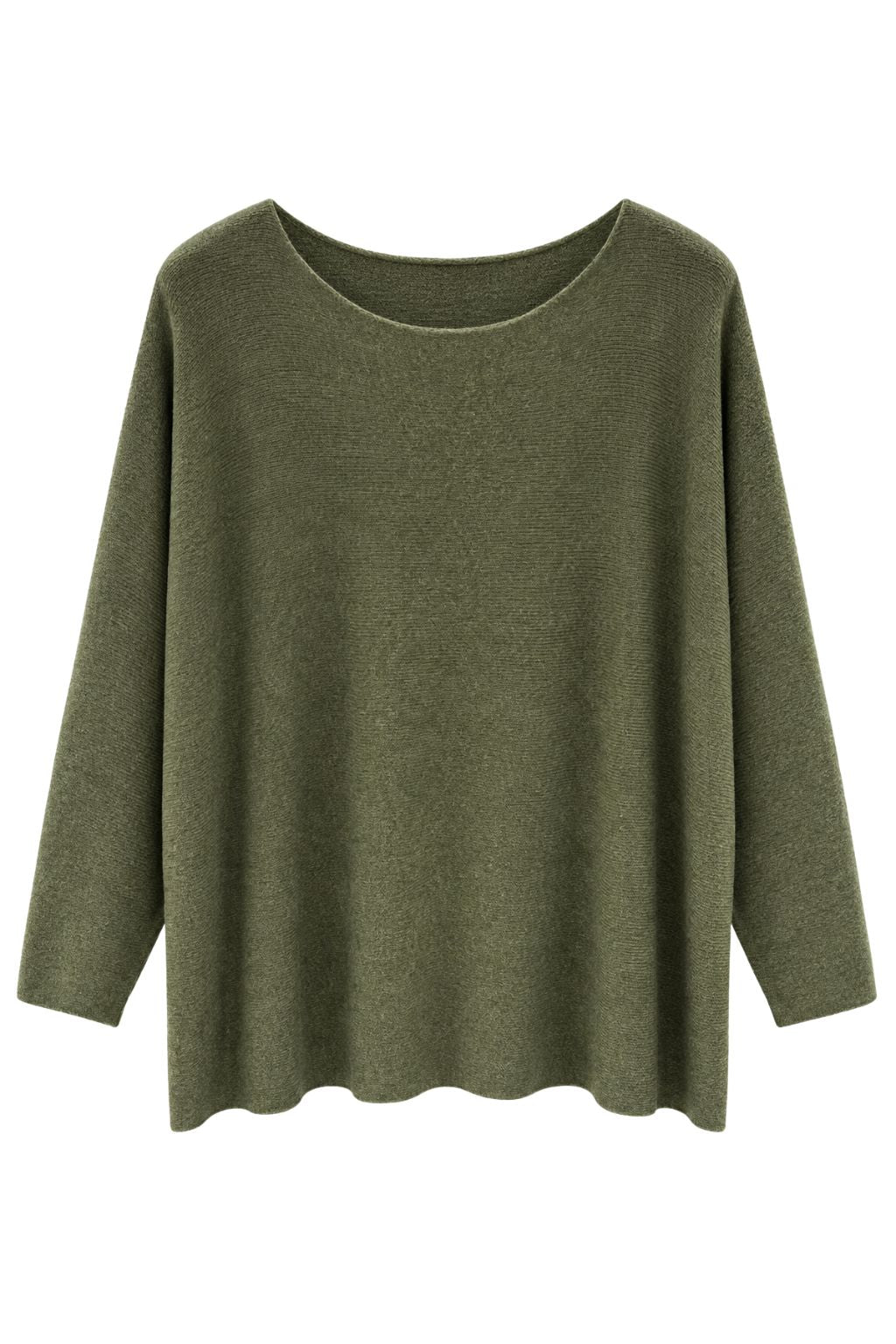 Soft Rundhals Pullover oliv, Gr. 38-46