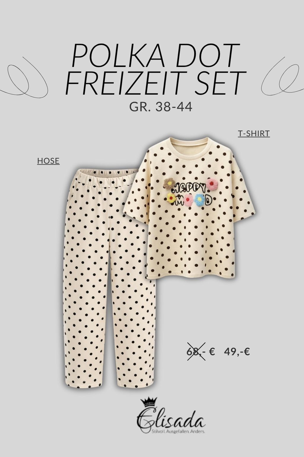 Polka Dot Freizeit Set Happy creme, Gr. 38-44
