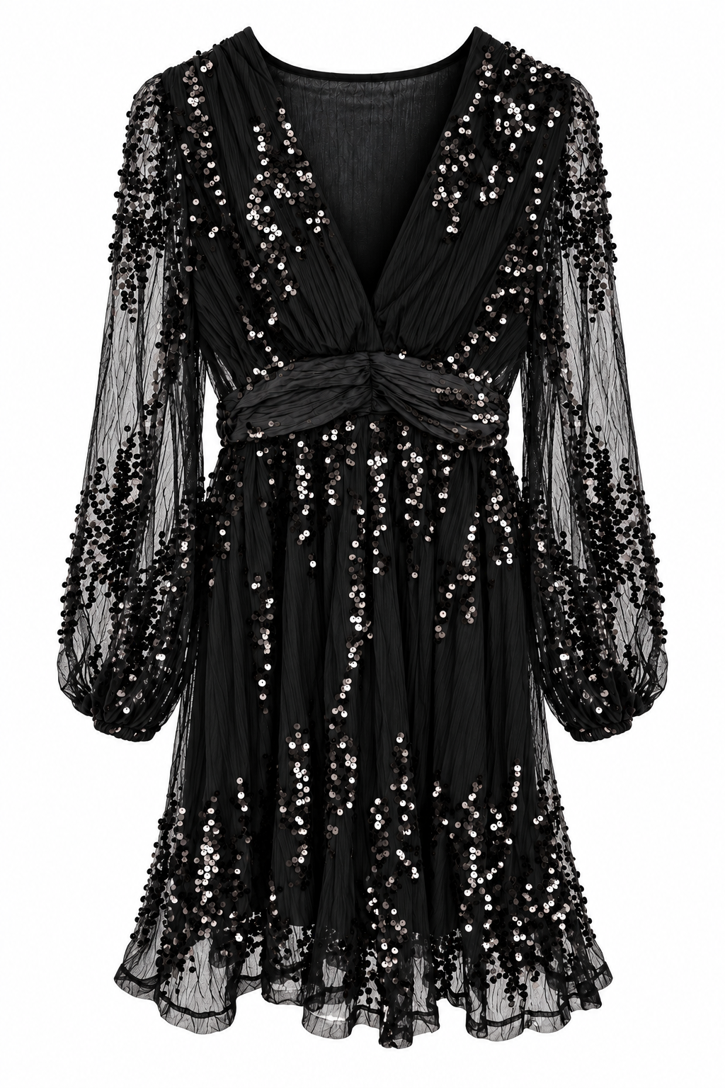 Kleid mit Pailletten schwarz, Gr. 36-48