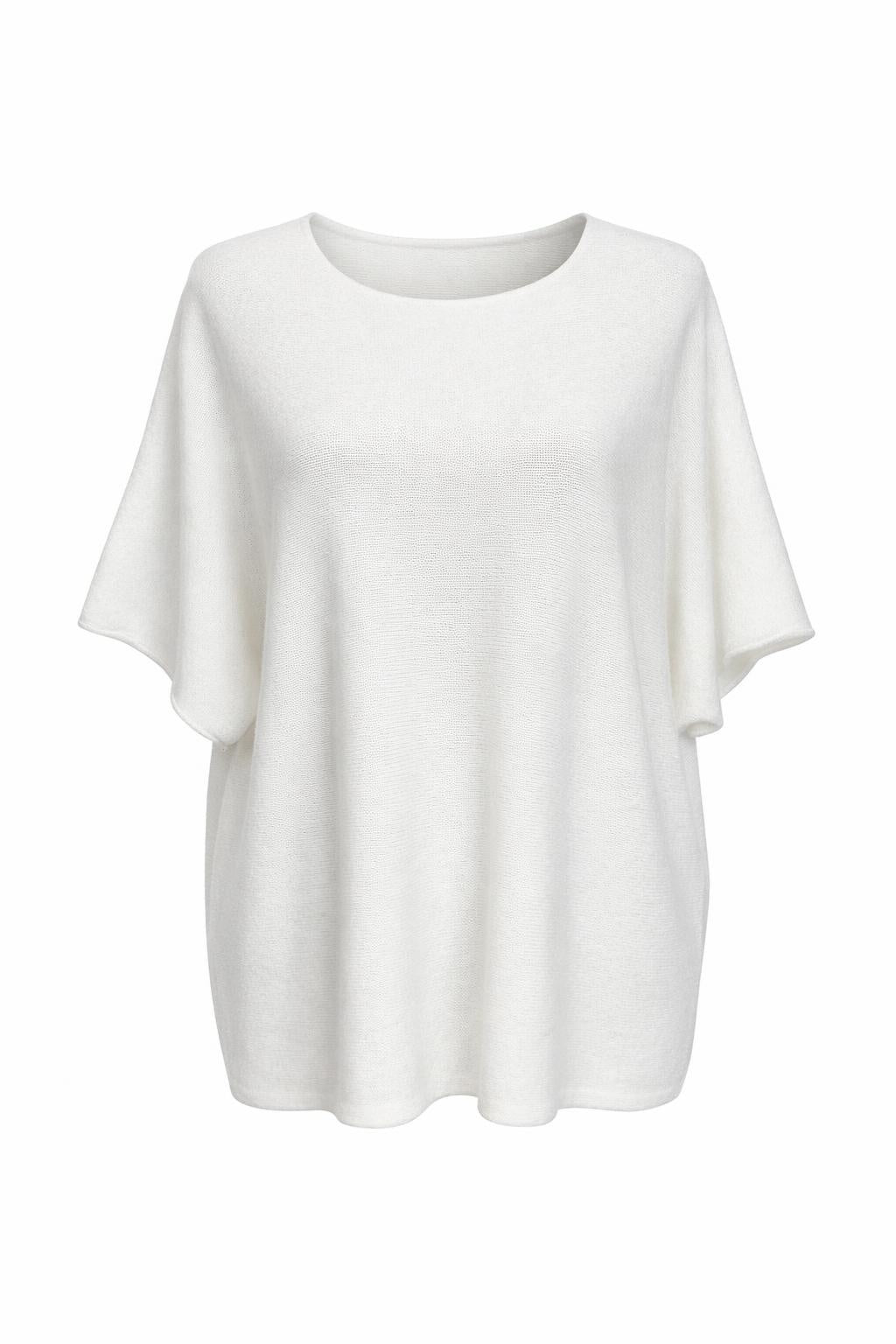 Strickshirt mit Glitzerfäden weiß , Gr. 38-44