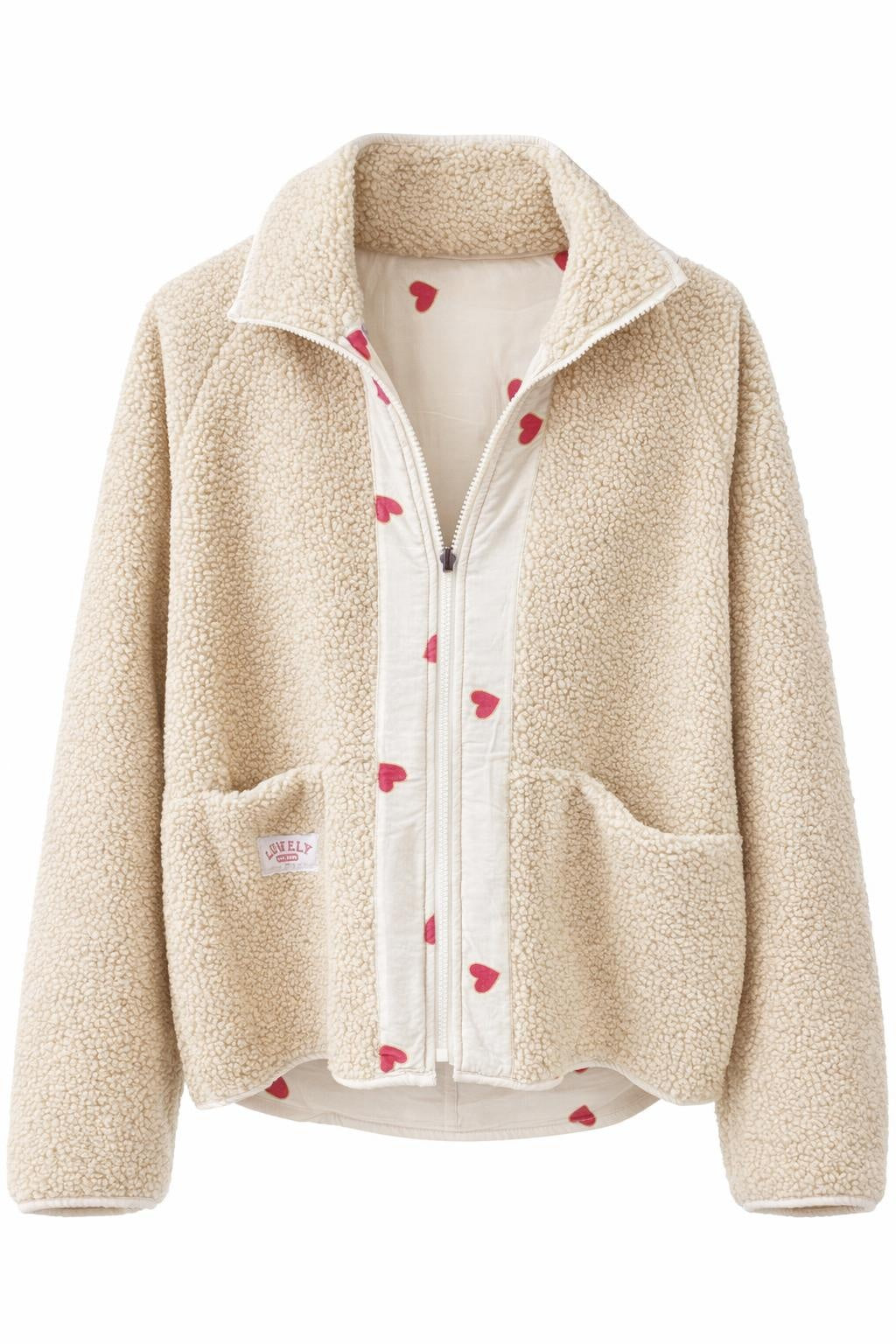 Kuschelige Wendejacke „Lovely Hearts“ beige, Gr. 36-42