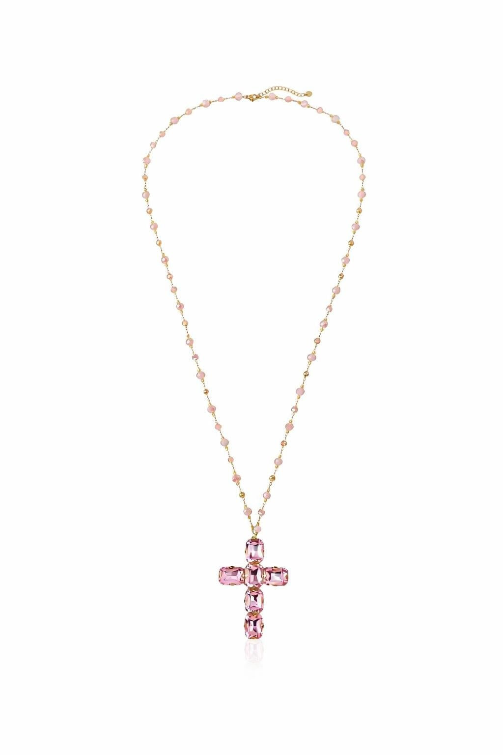 Kette Crystal Cross rosa